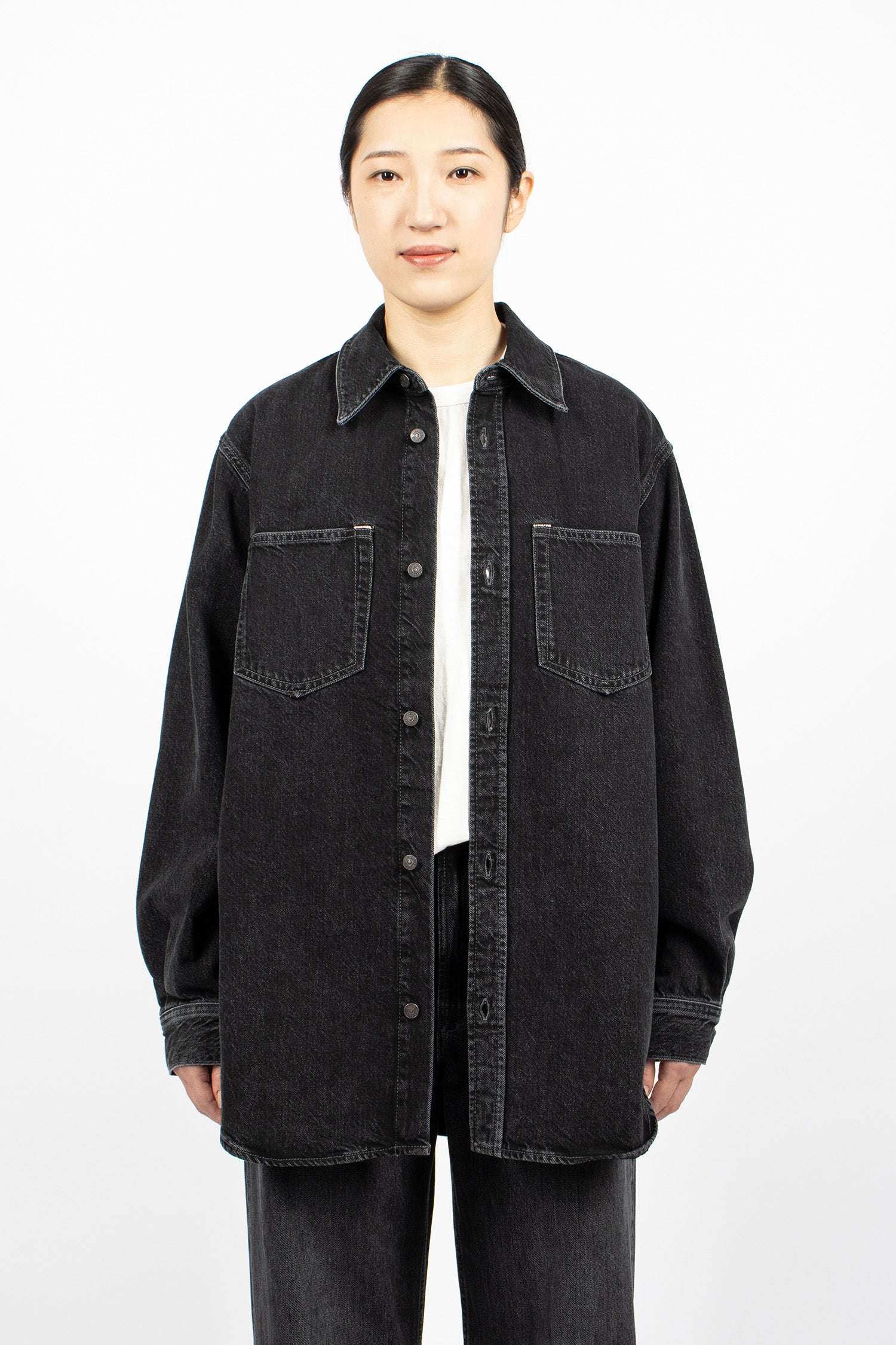 Denim Button-Up Shirt Black