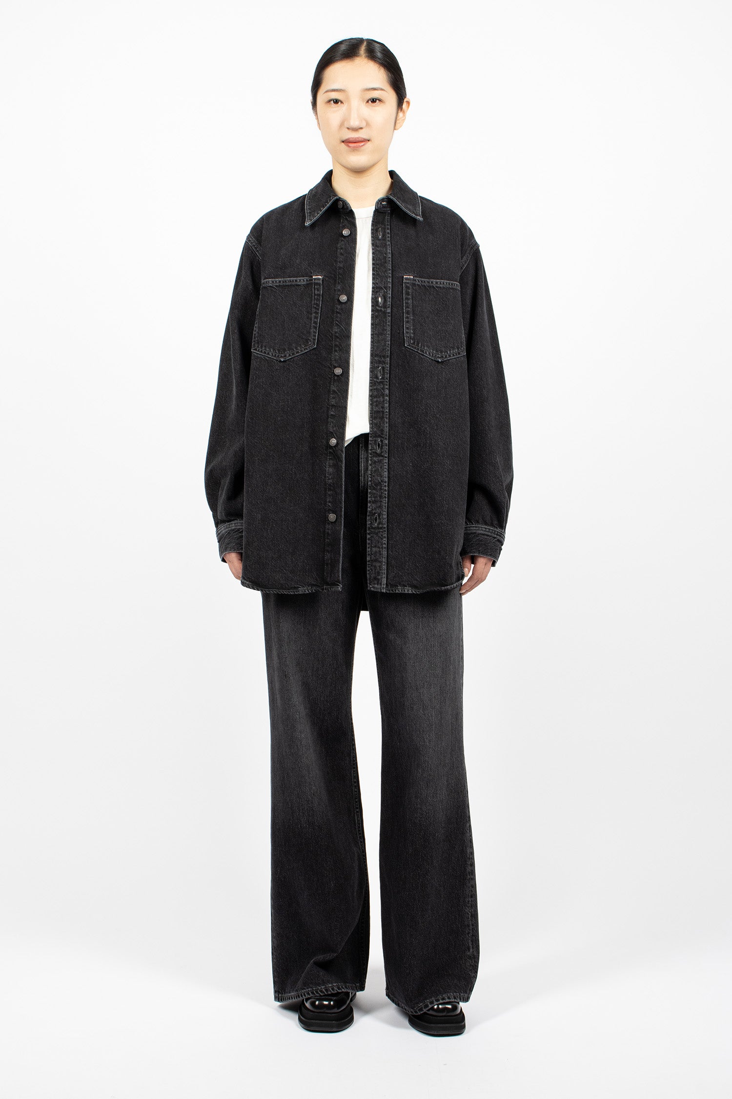 Denim Button-Up Shirt Black