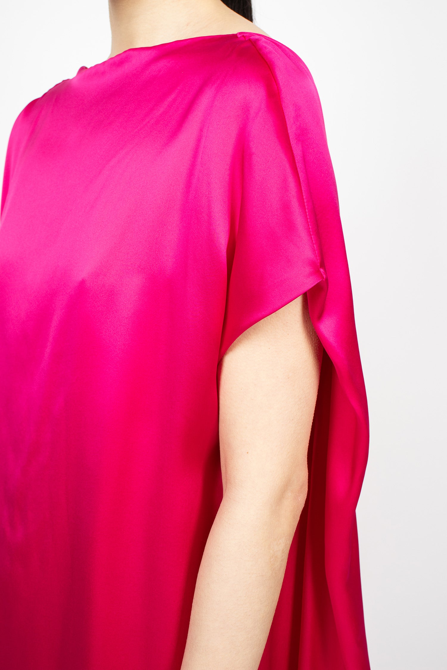 Silk Midi Dress Fuchsia
