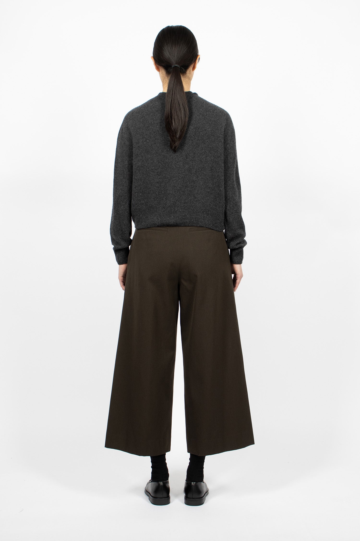 Flat Front Culottes Dark Olive
