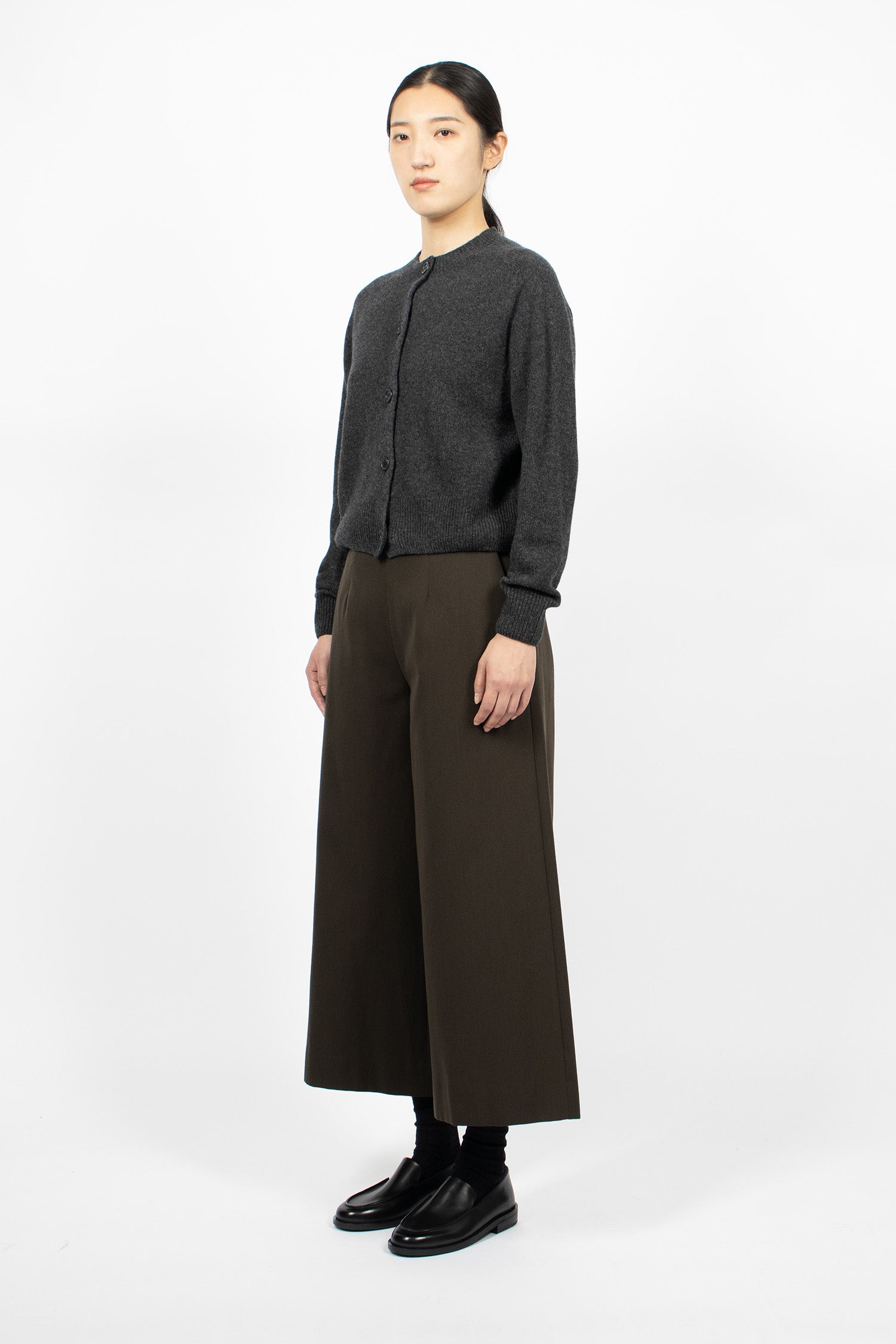 Flat Front Culottes Dark Olive