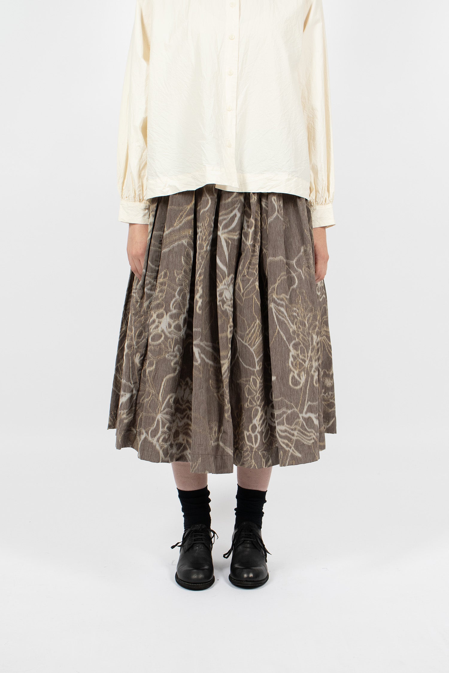 Double Rideaux Skirt Ikat Dark Brown