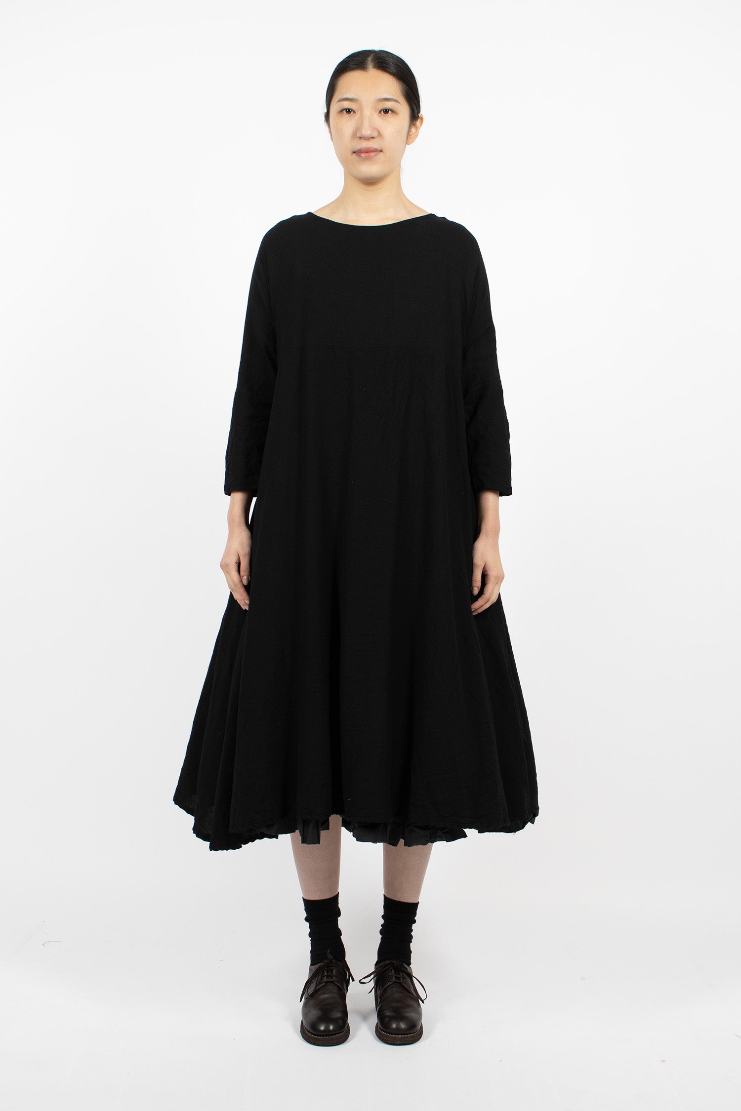Birch Frill Wool Dress Black