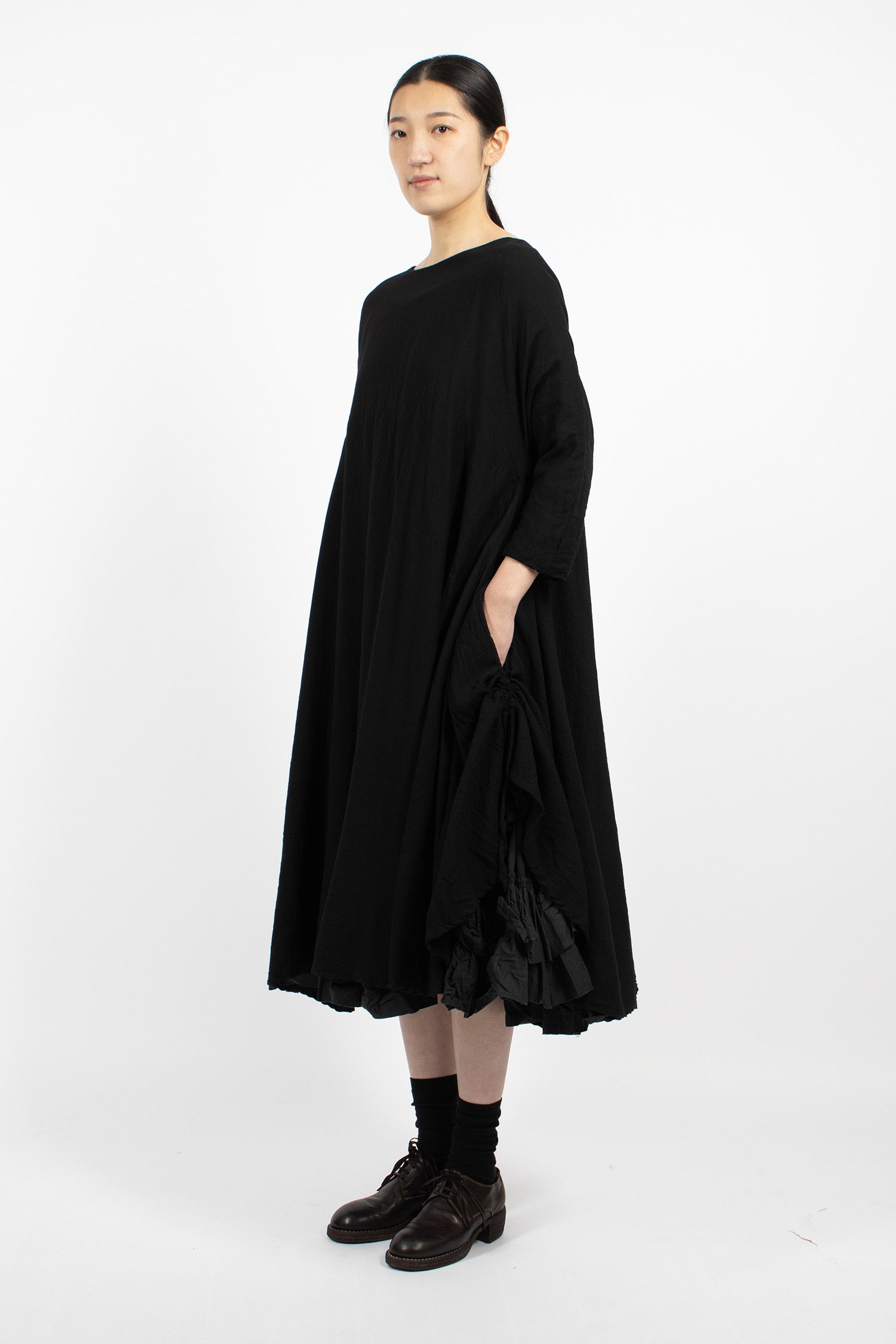 Birch Frill Wool Dress Black
