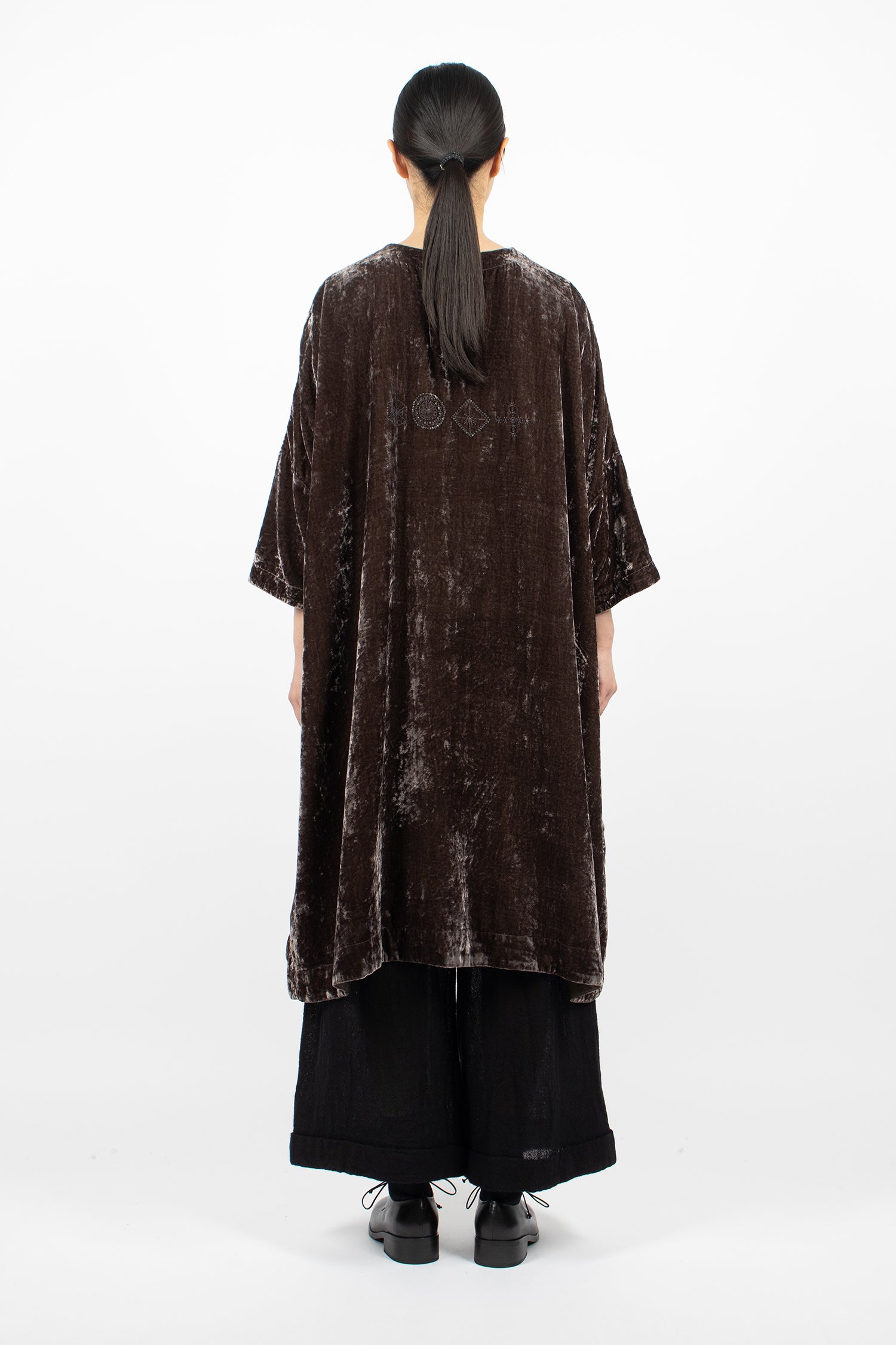 Root Blocks Beaded Dress Smoky Quartz Velvet