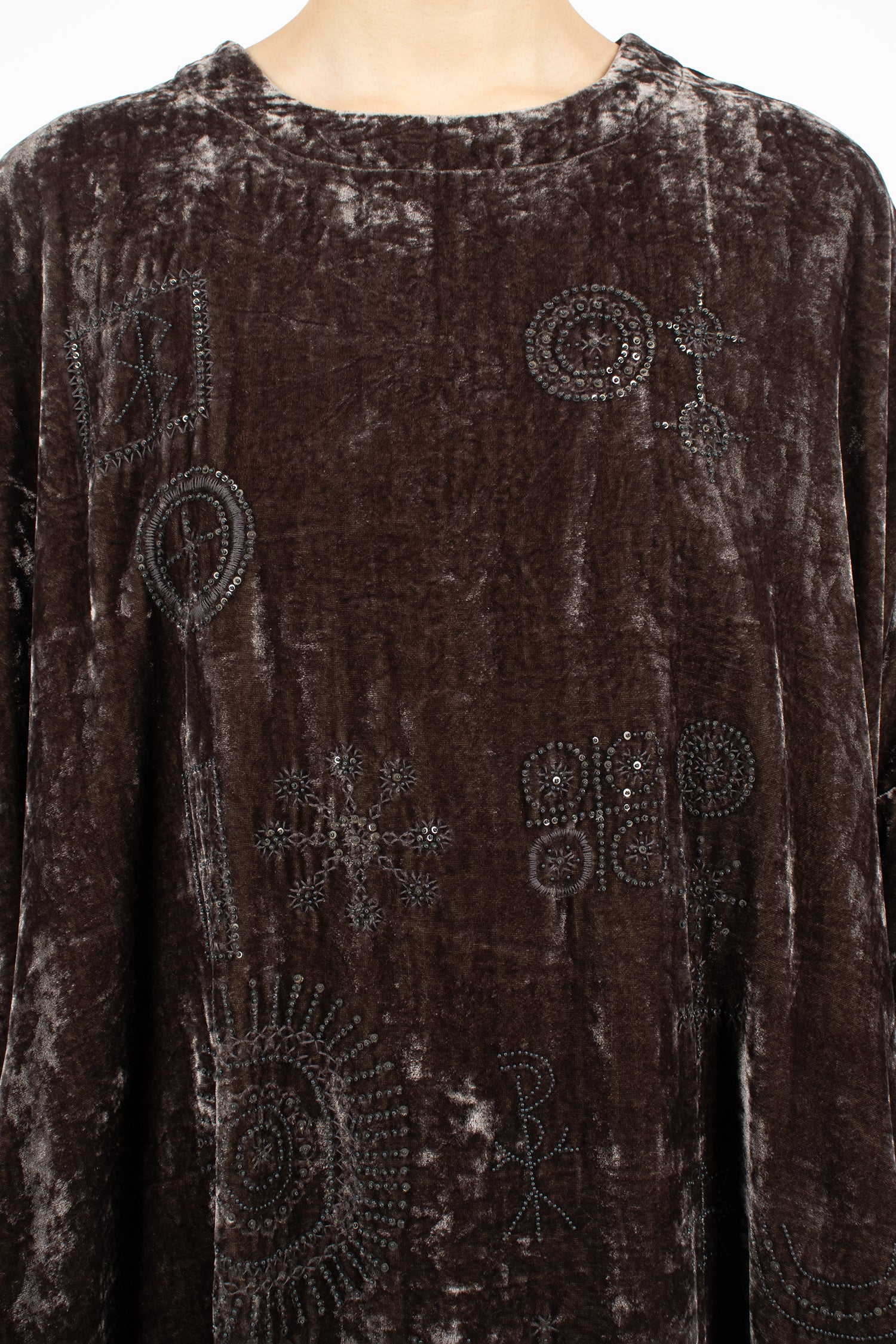 Root Blocks Beaded Dress Smoky Quartz Velvet