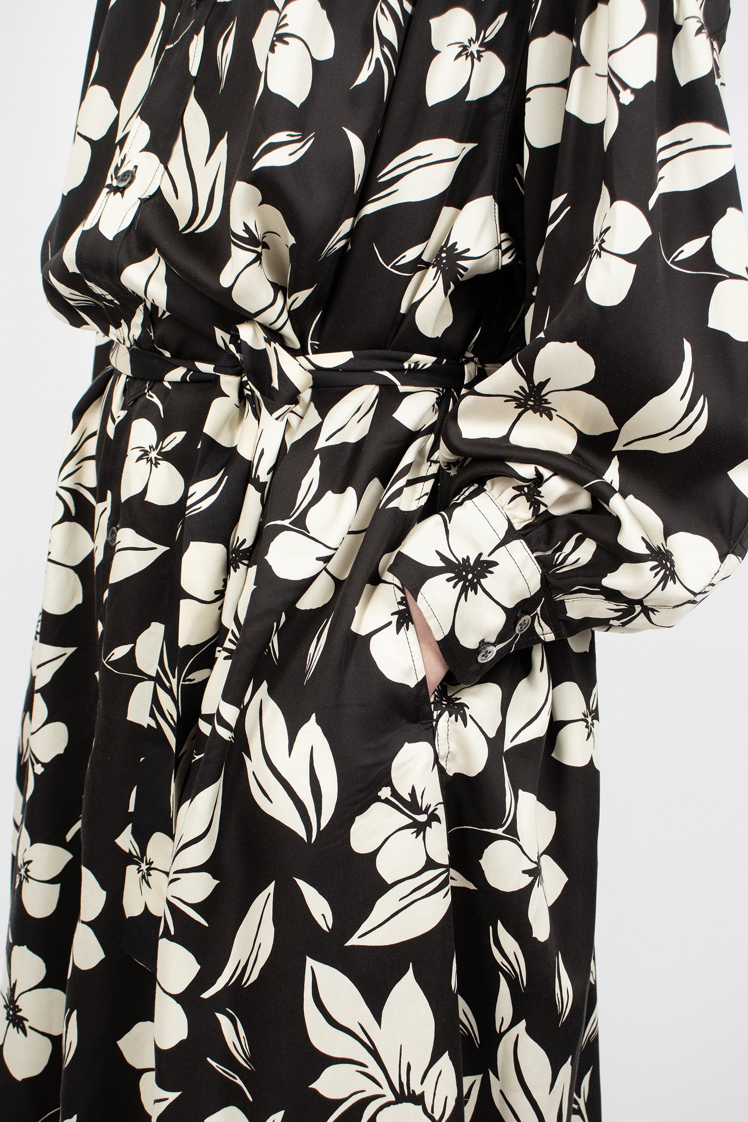 Banded Painter Dress Black/Natural Floral
