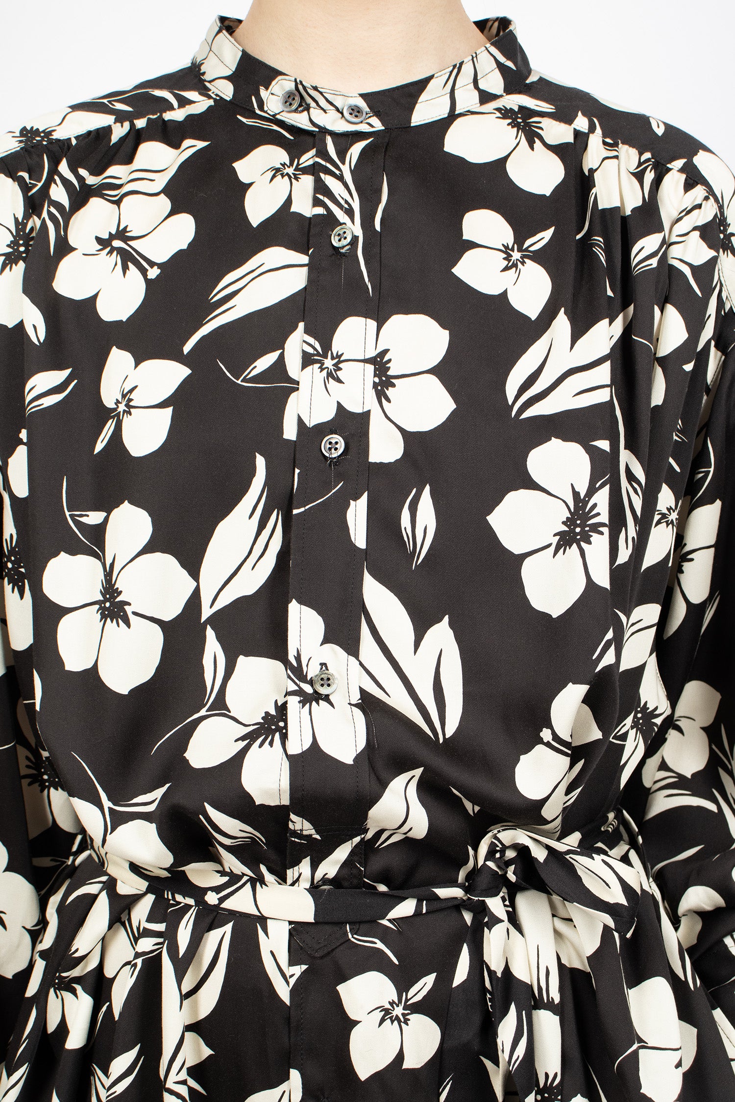 Banded Painter Dress Black/Natural Floral