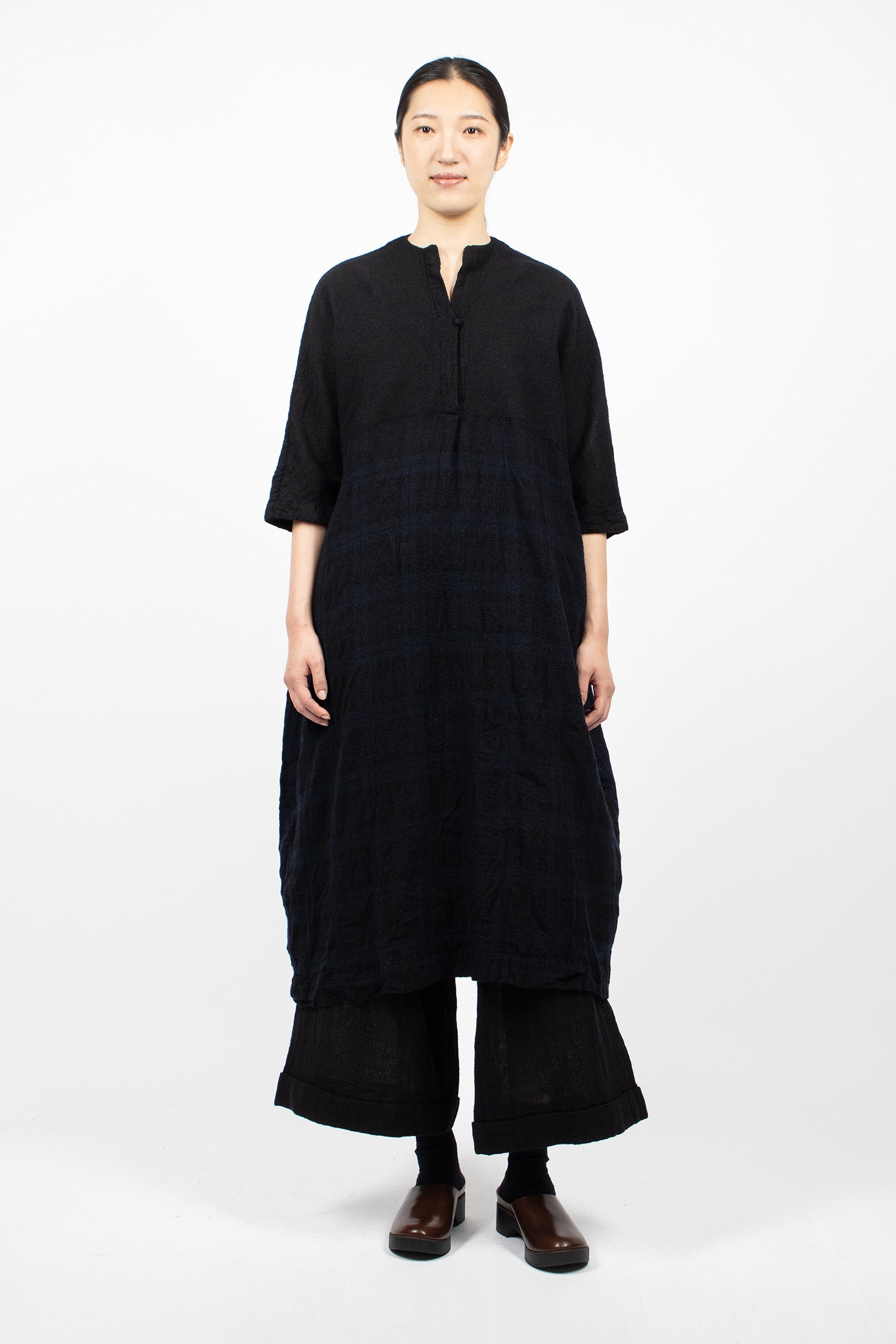 20.07.06 Washed Wool Dress Blue/Black