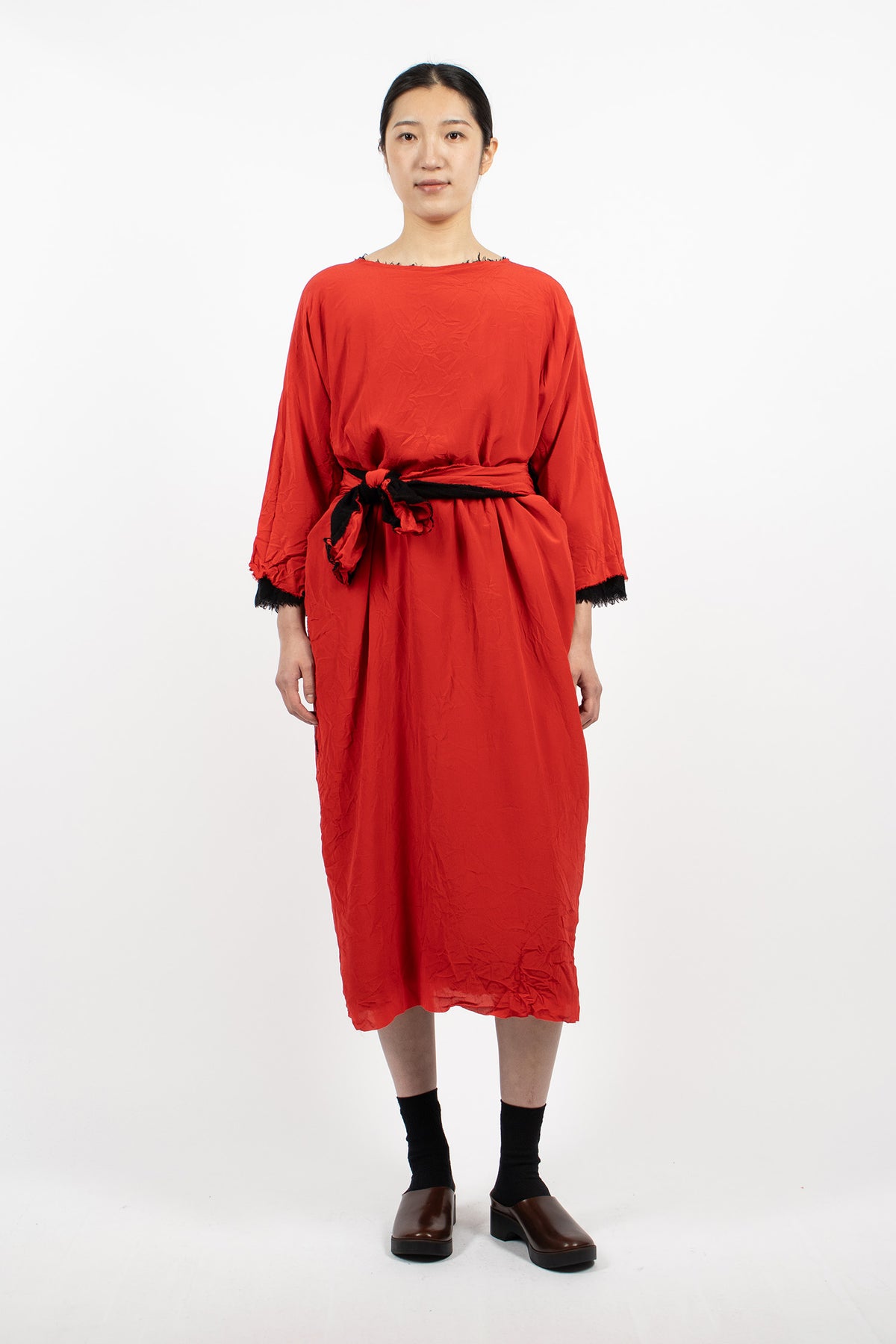 Round Neck Layered Reversible Dress Black/Red