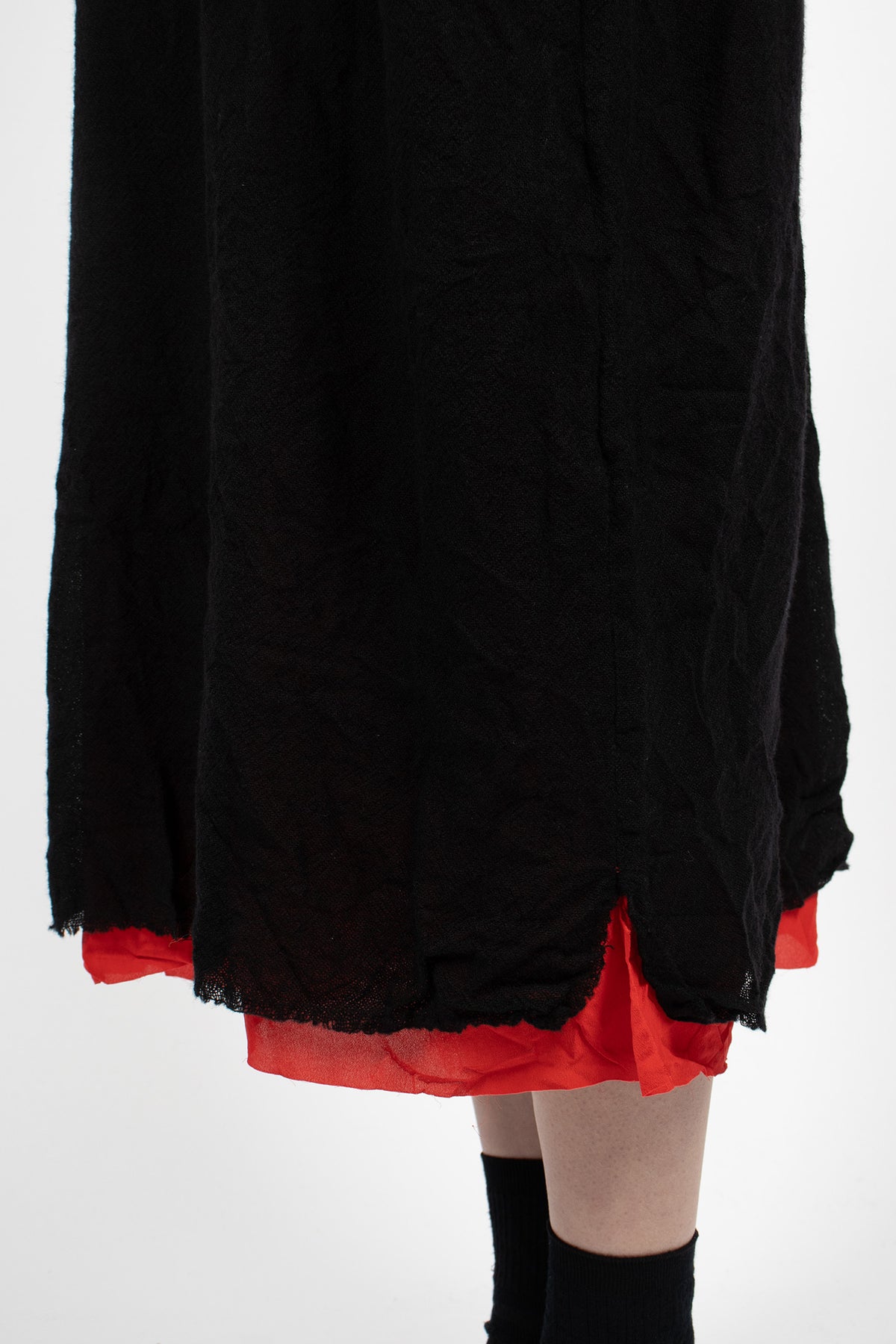 Round Neck Layered Reversible Dress Black/Red