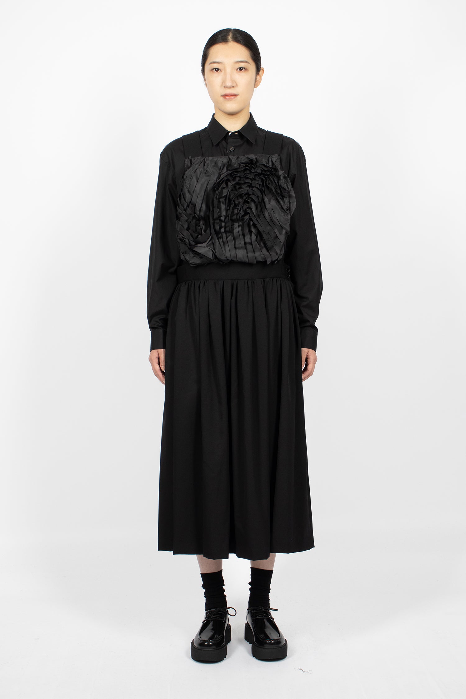 Ruffled Pinafore Dress Black