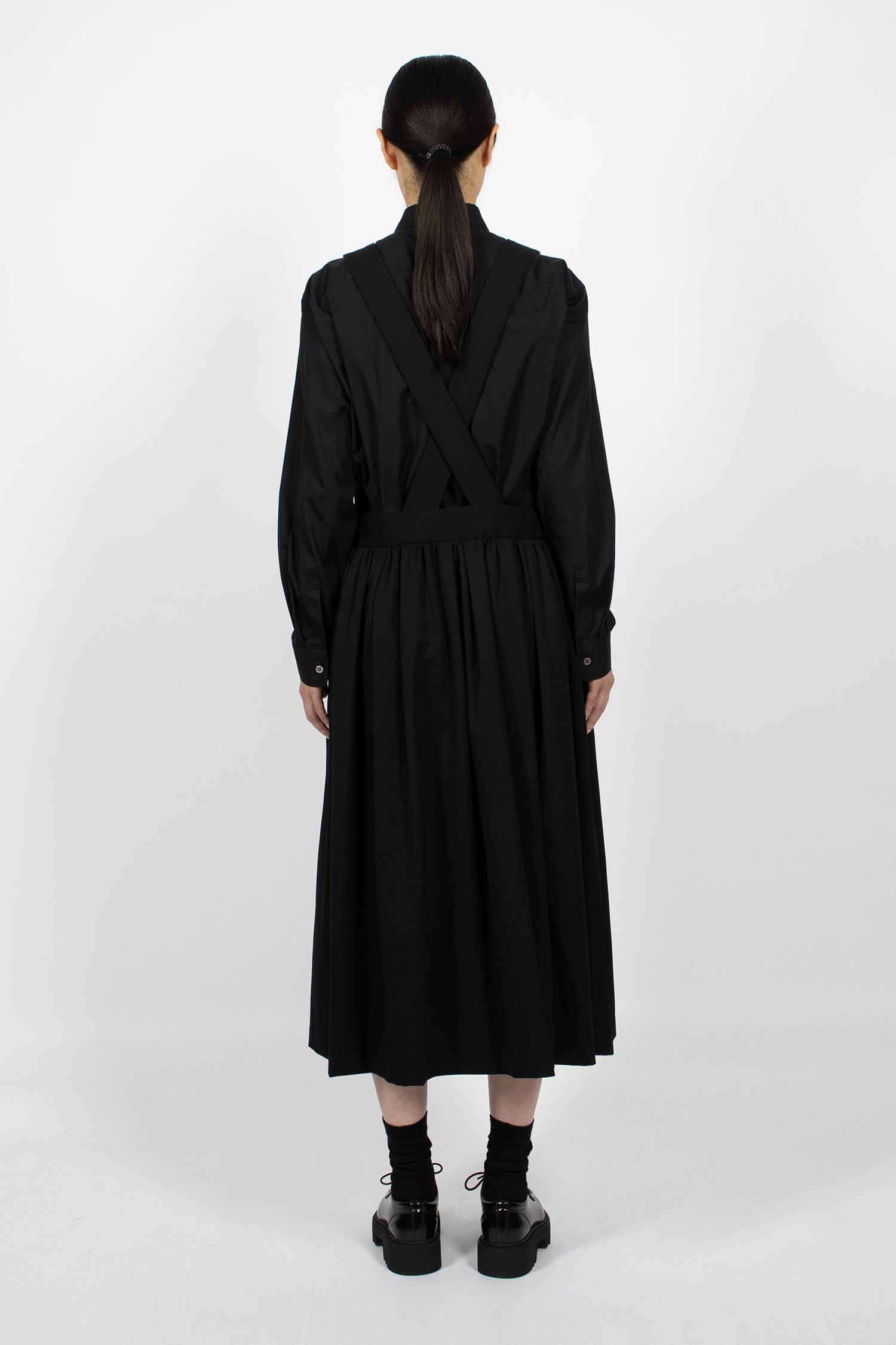 Ruffled Pinafore Dress Black