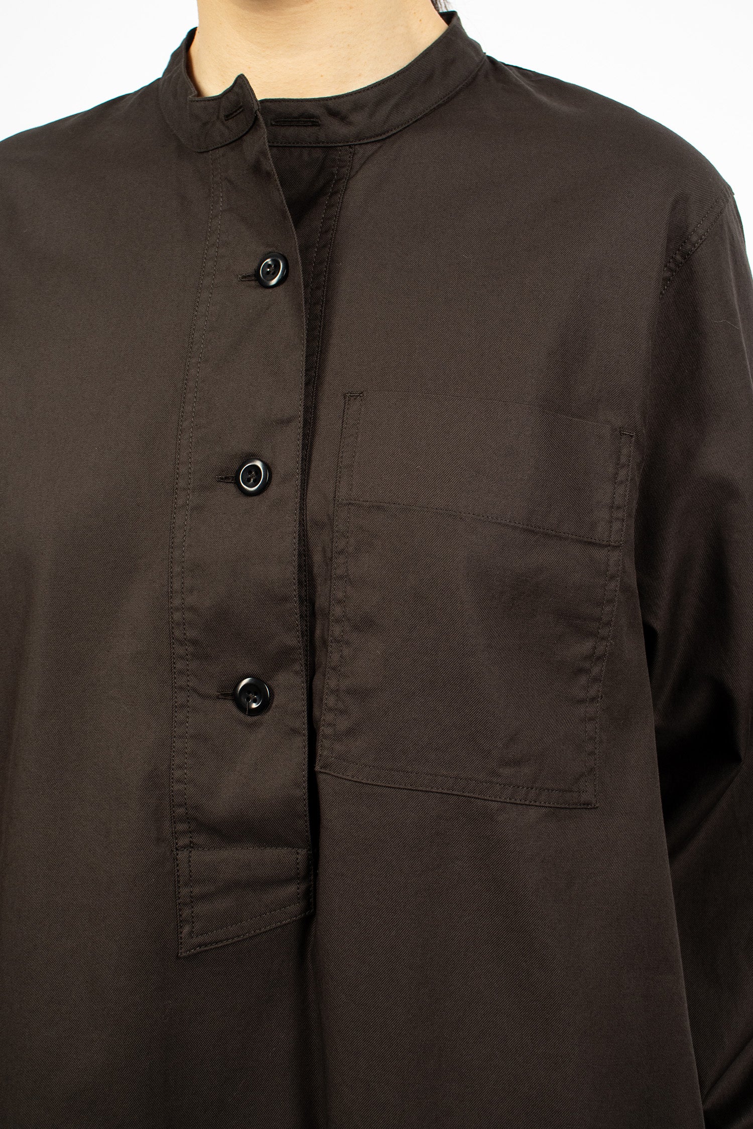 Collarless Swing Dress Ebony