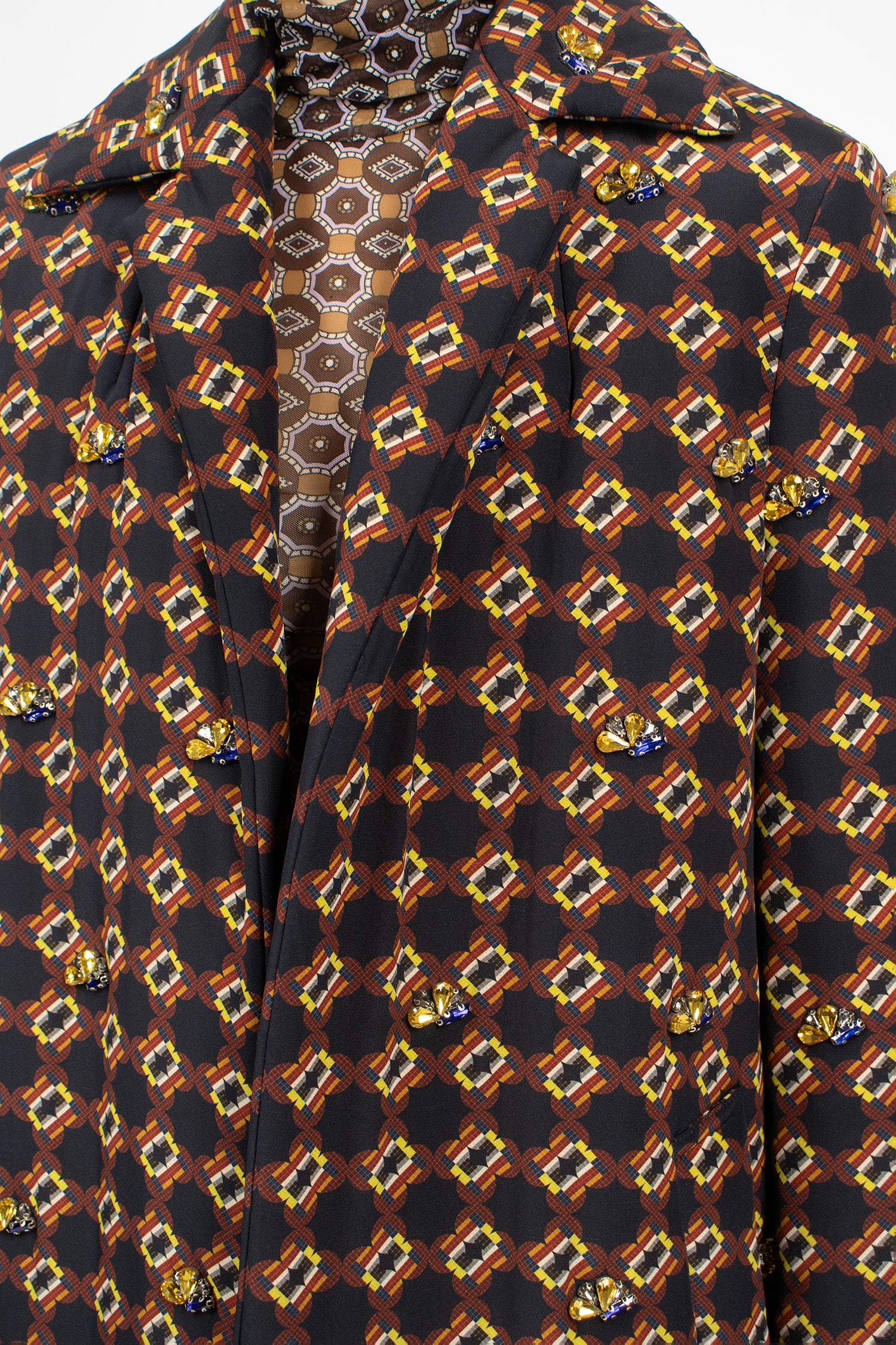 Embellished Padded Coat Navy