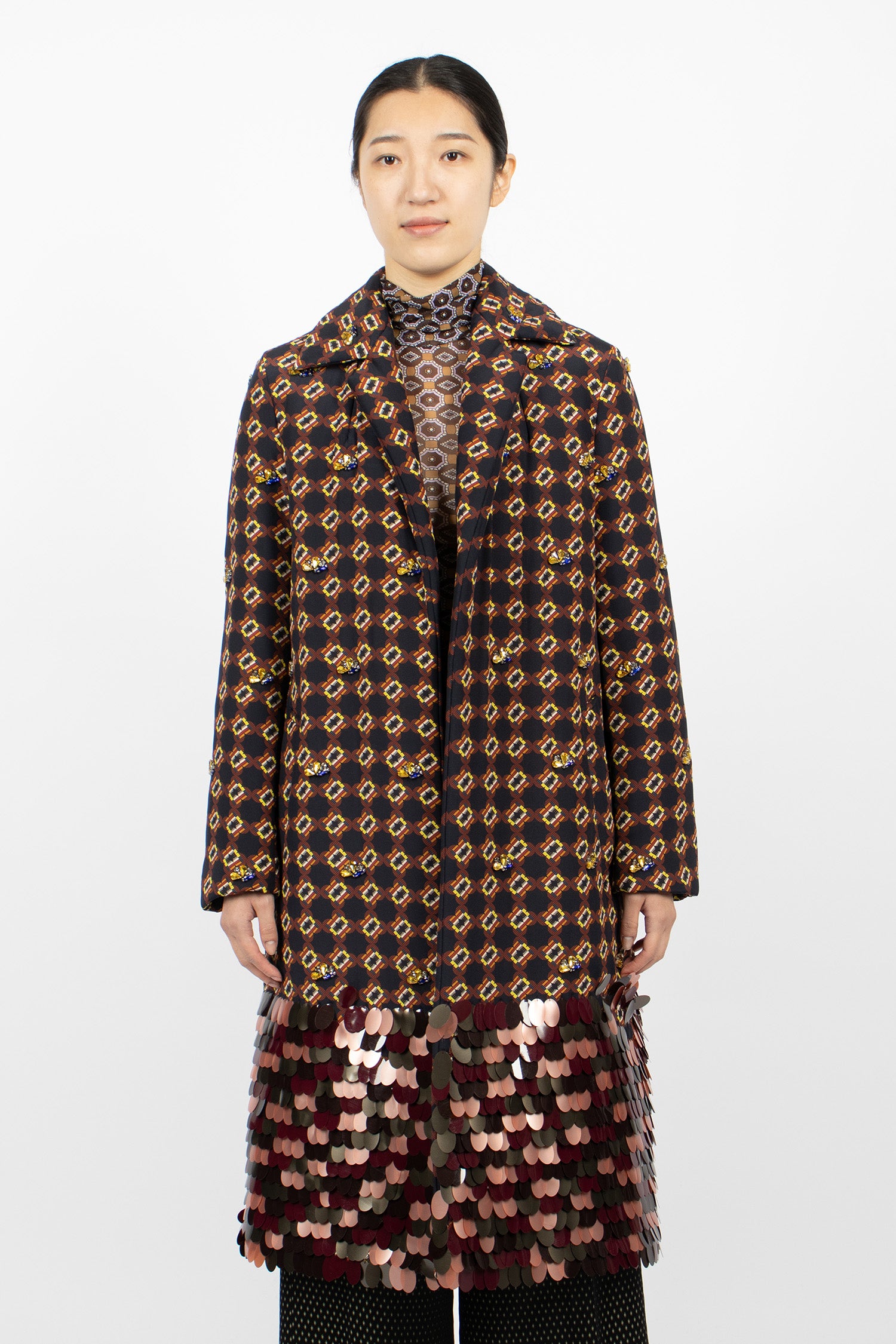 Embellished Padded Coat Navy