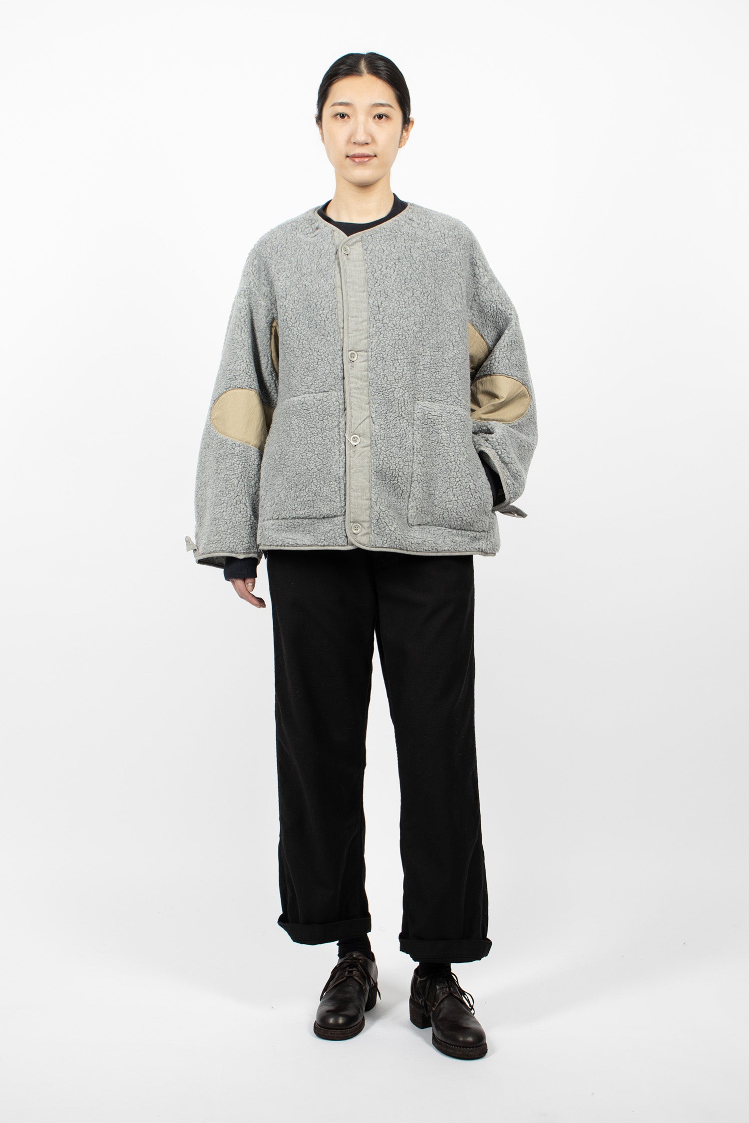 Shell-Trimmed Fleece Coat Liner Light Grey