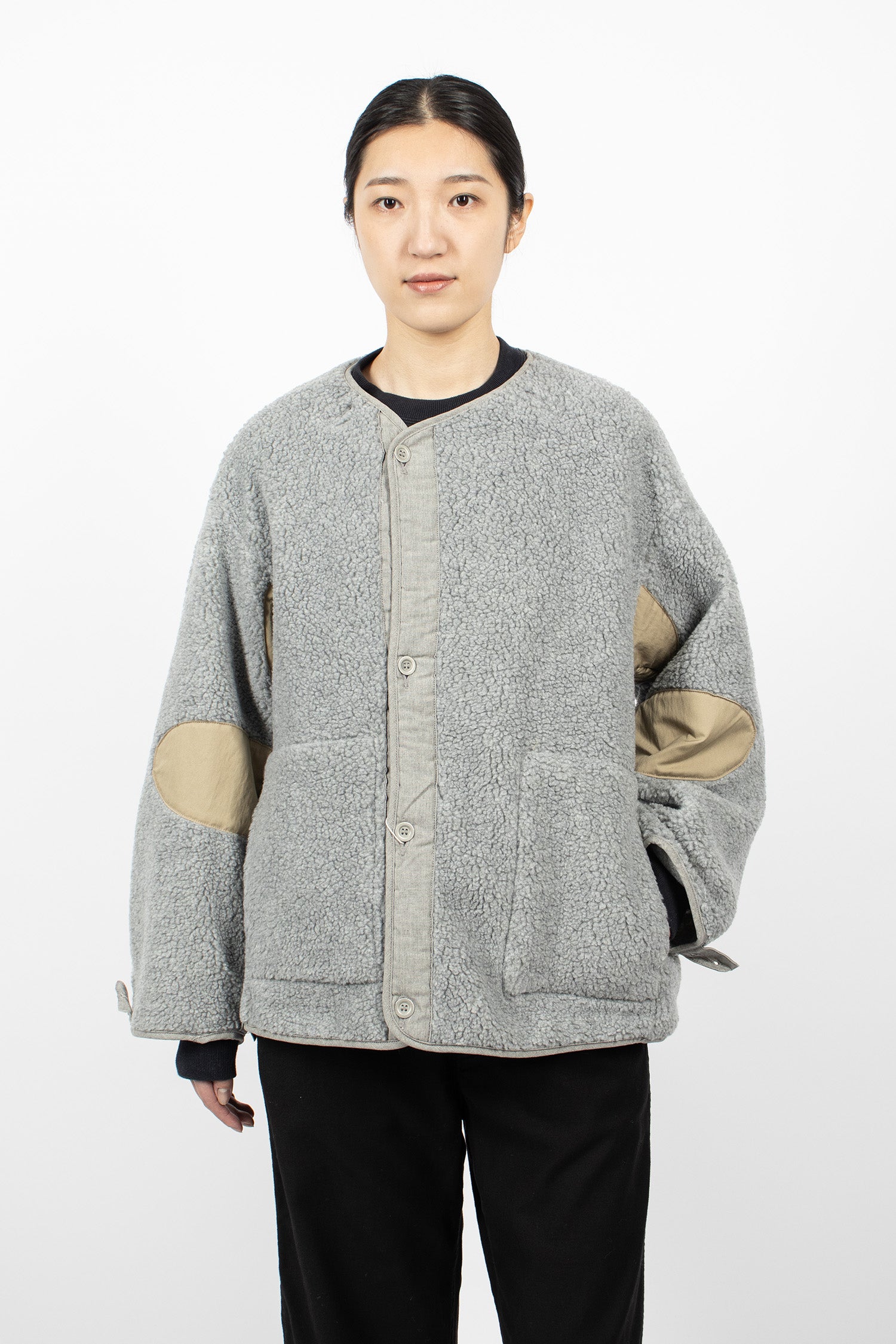 Shell-Trimmed Fleece Coat Liner Light Grey