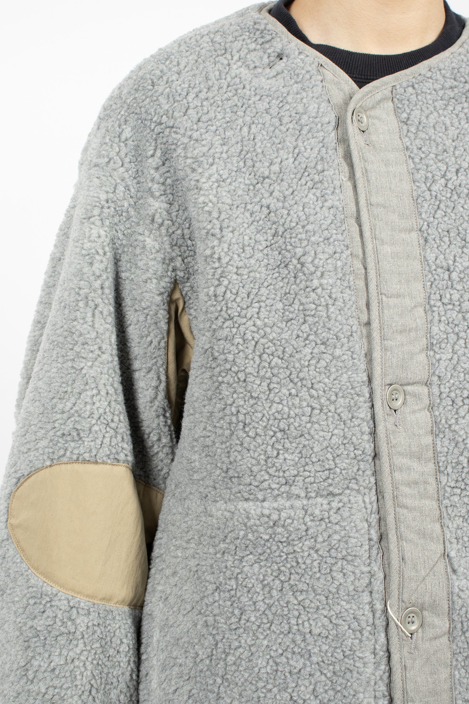 Shell-Trimmed Fleece Coat Liner Light Grey