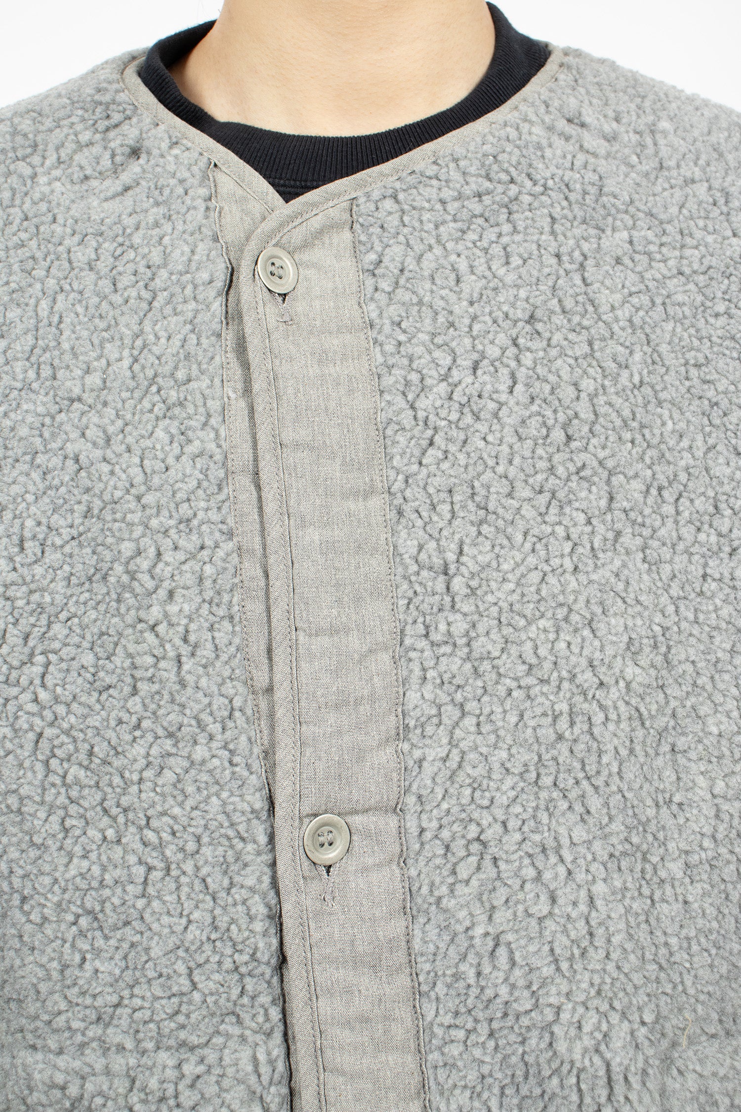 Shell-Trimmed Fleece Coat Liner Light Grey