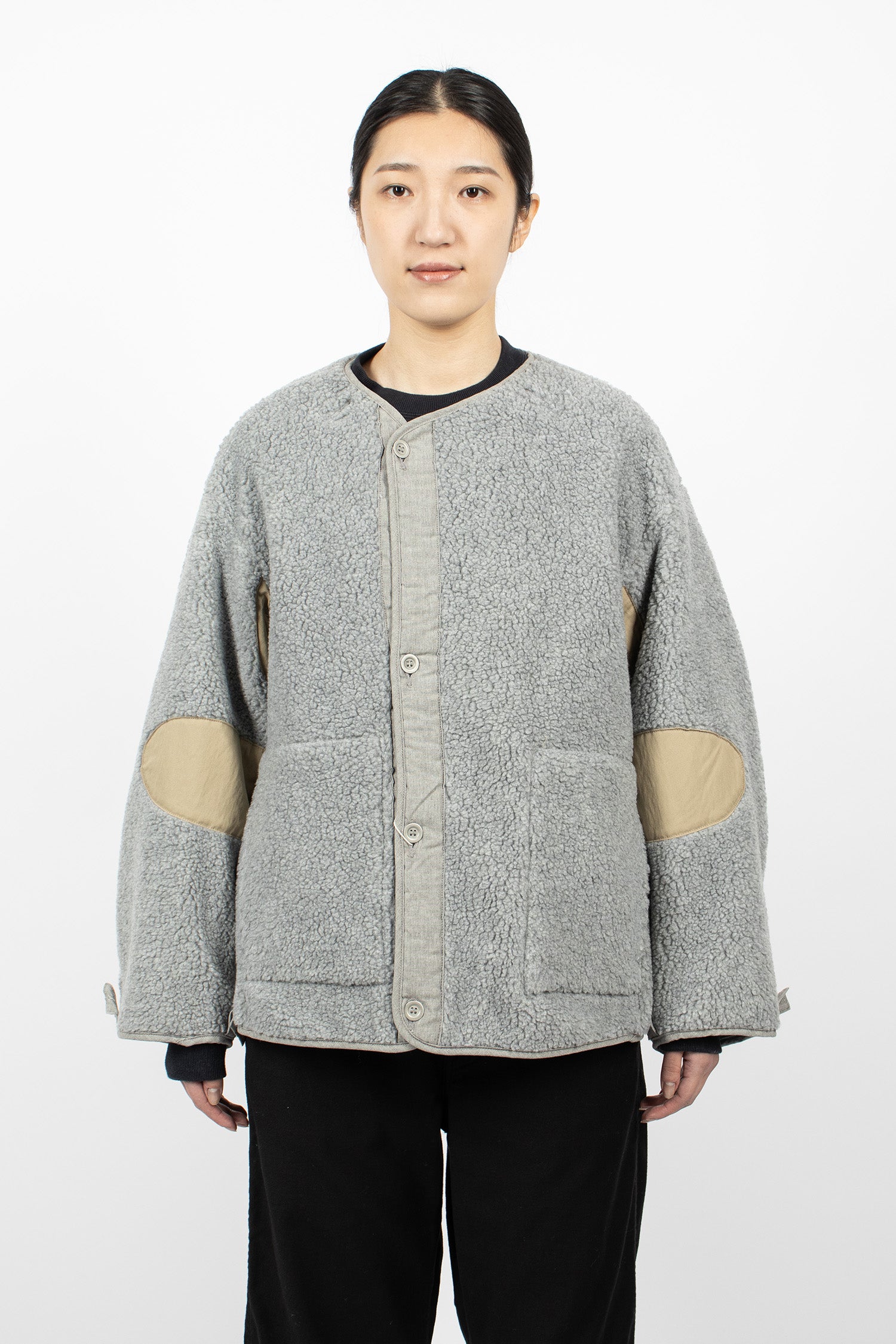 Shell-Trimmed Fleece Coat Liner Light Grey