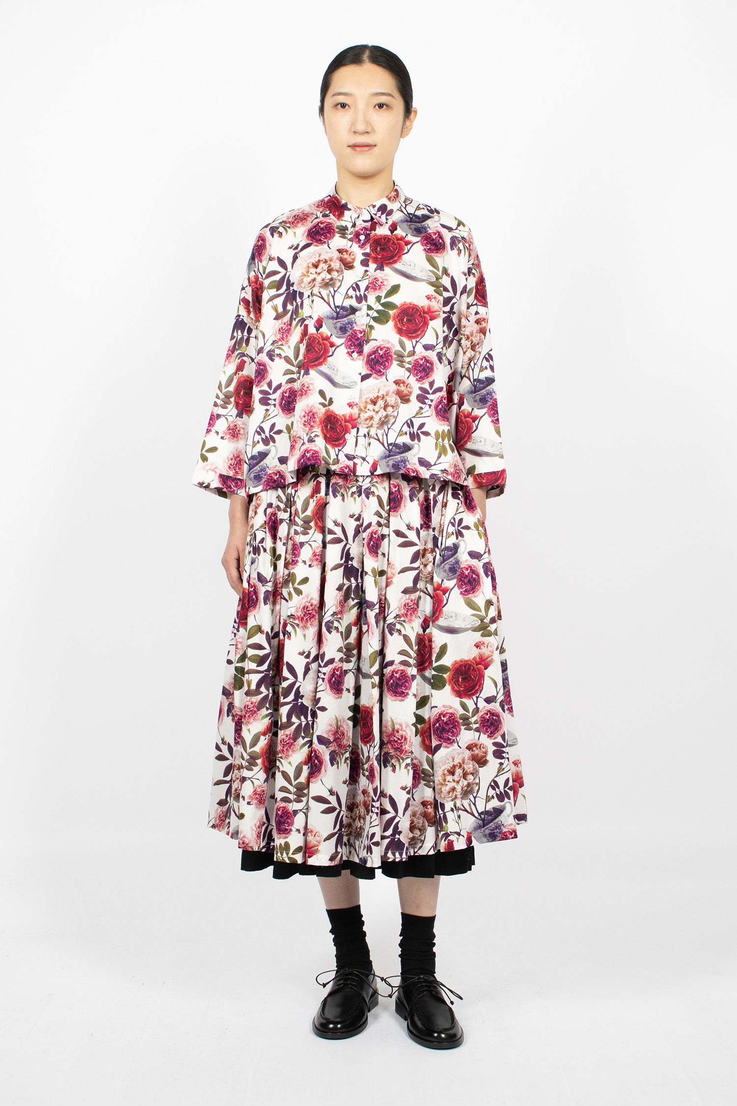 Brigitte Shirt Roses/White