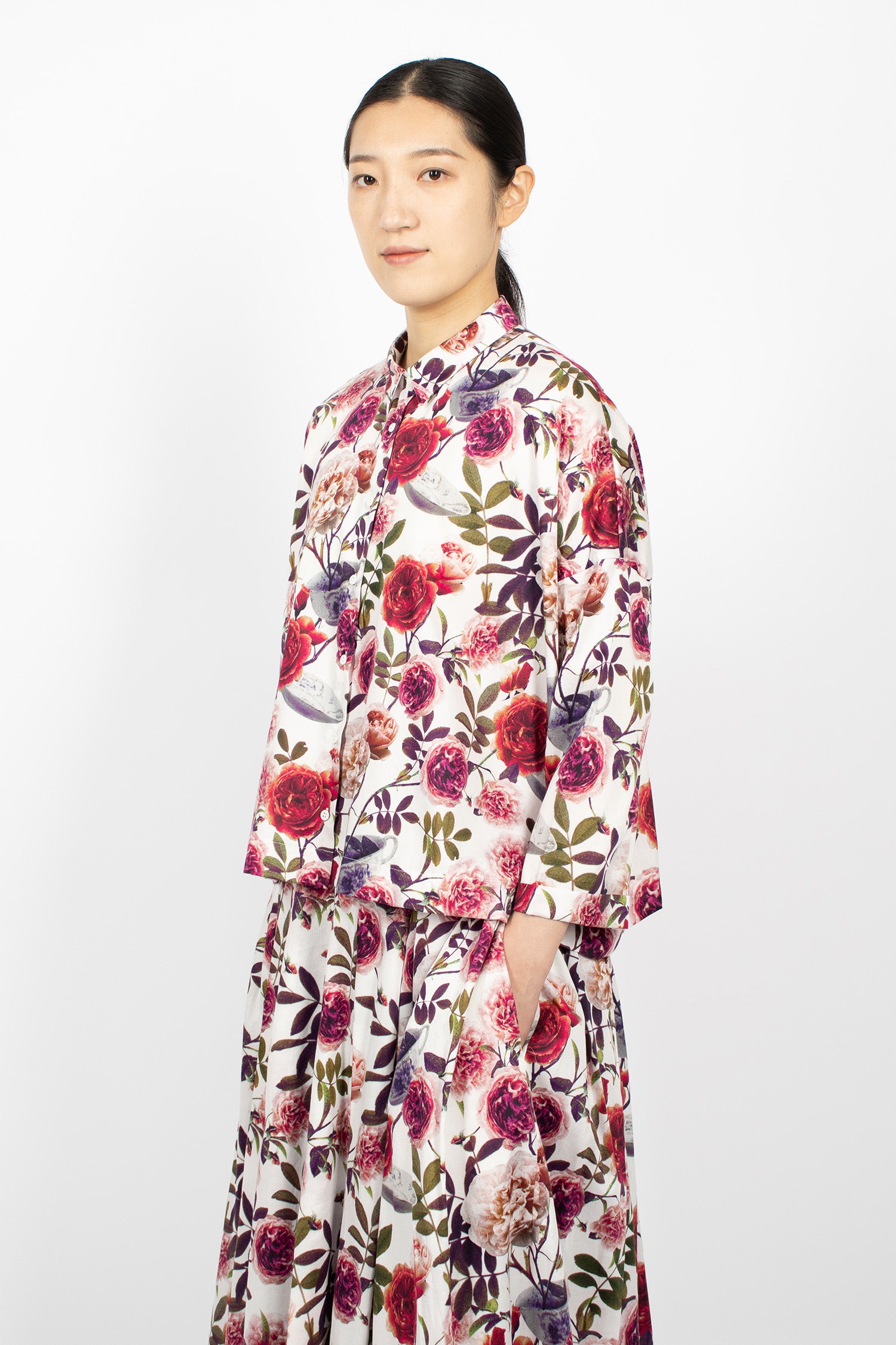 Brigitte Shirt Roses/White