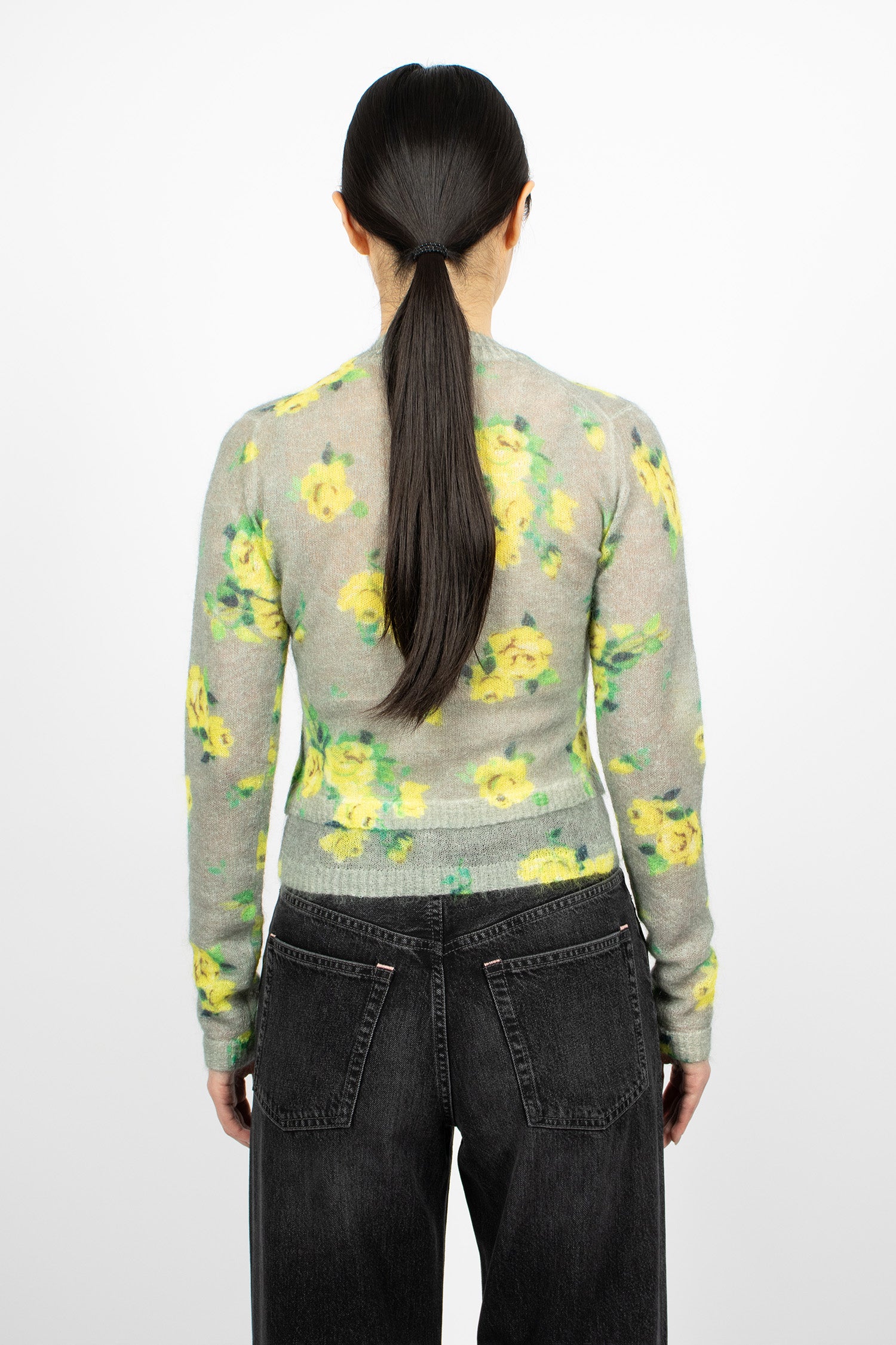 Layered Mohair Cardigan Grey/Multi