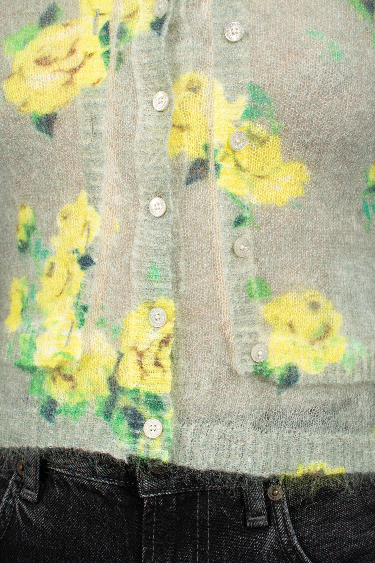 Layered Mohair Cardigan Grey/Multi