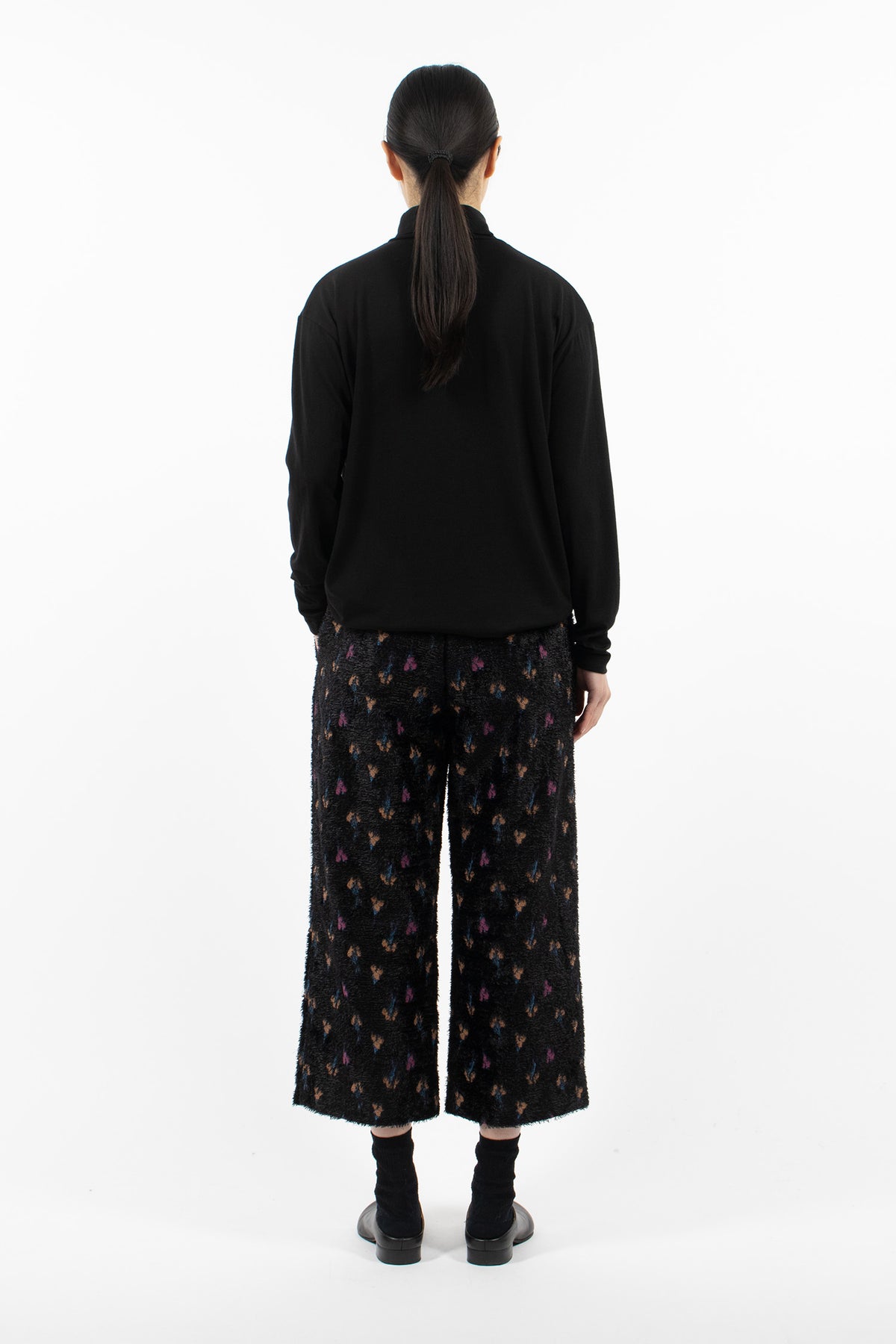 Pyjama Pants Black/Flower Jacquard