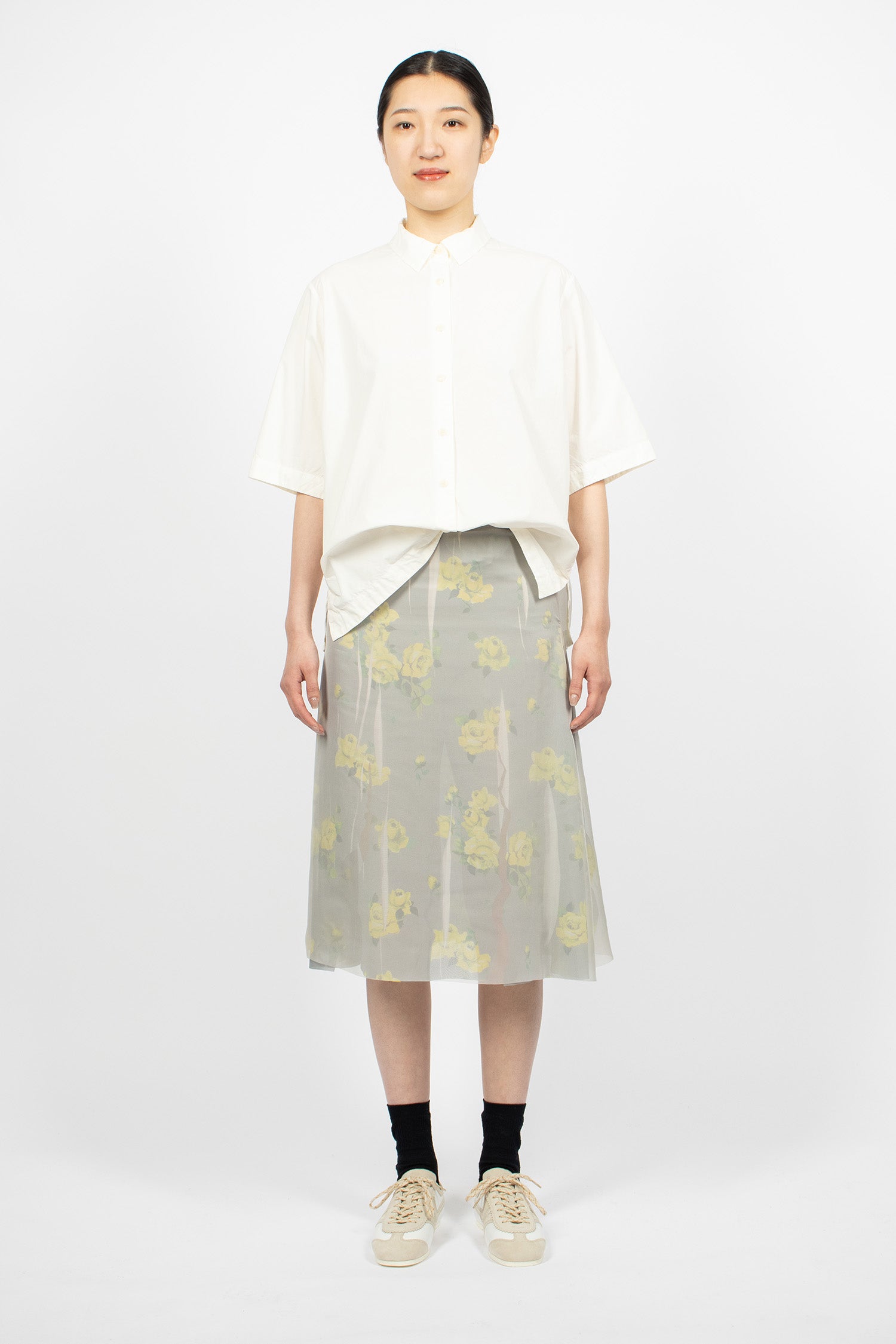 Mesh Layered Skirt Yellow/Grey