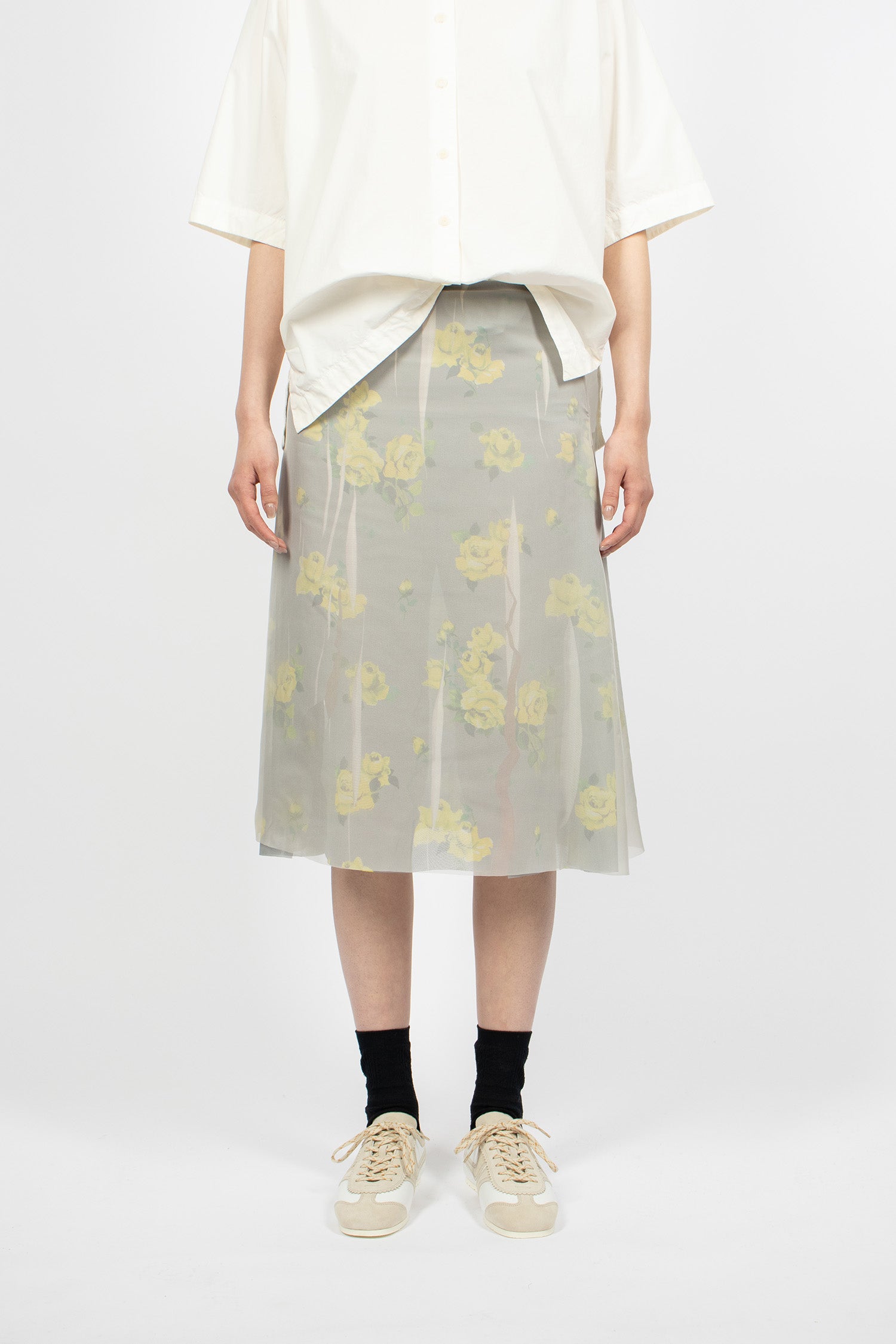 Mesh Layered Skirt Yellow/Grey