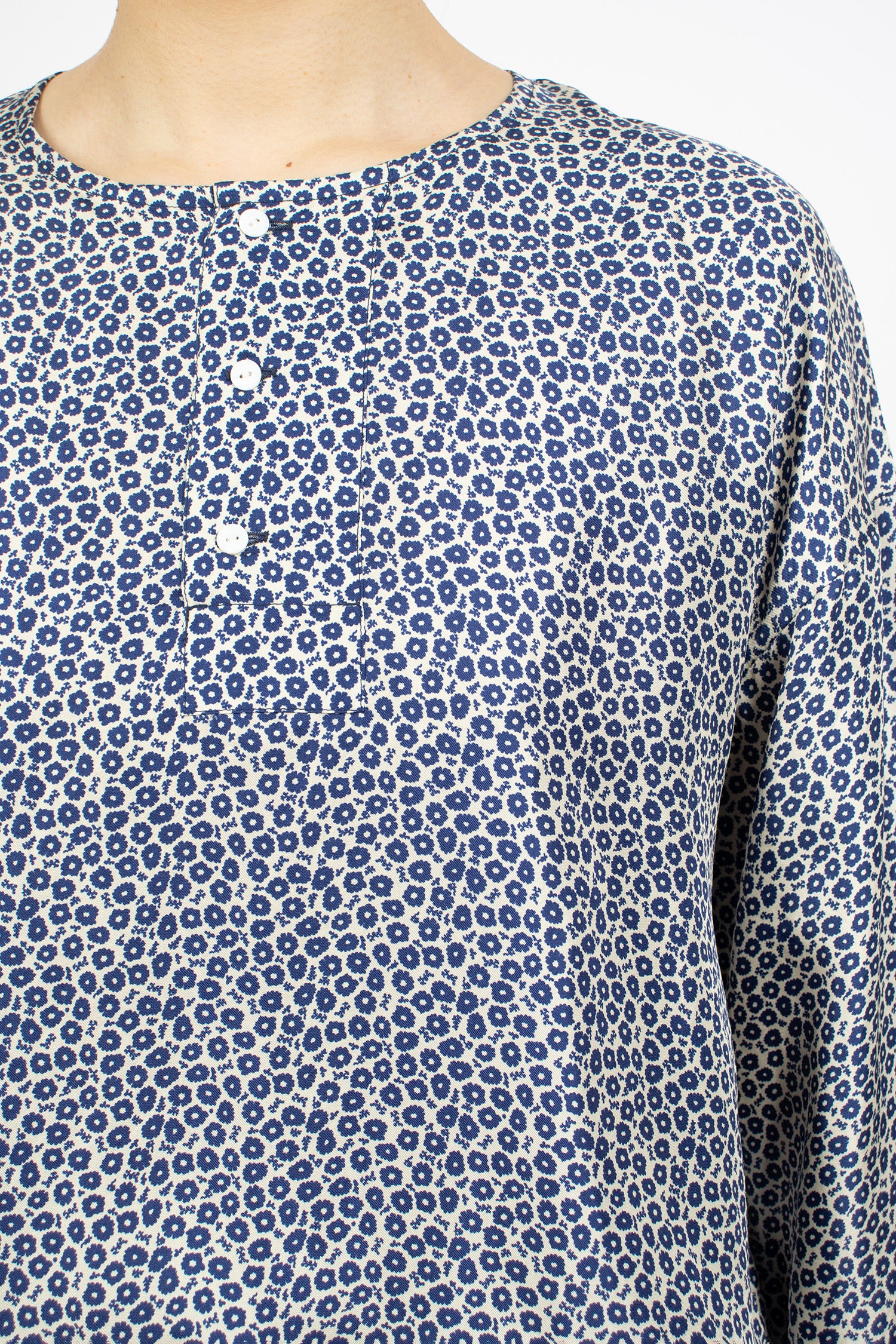 Big Henley Neck Shirt Indigo Blue