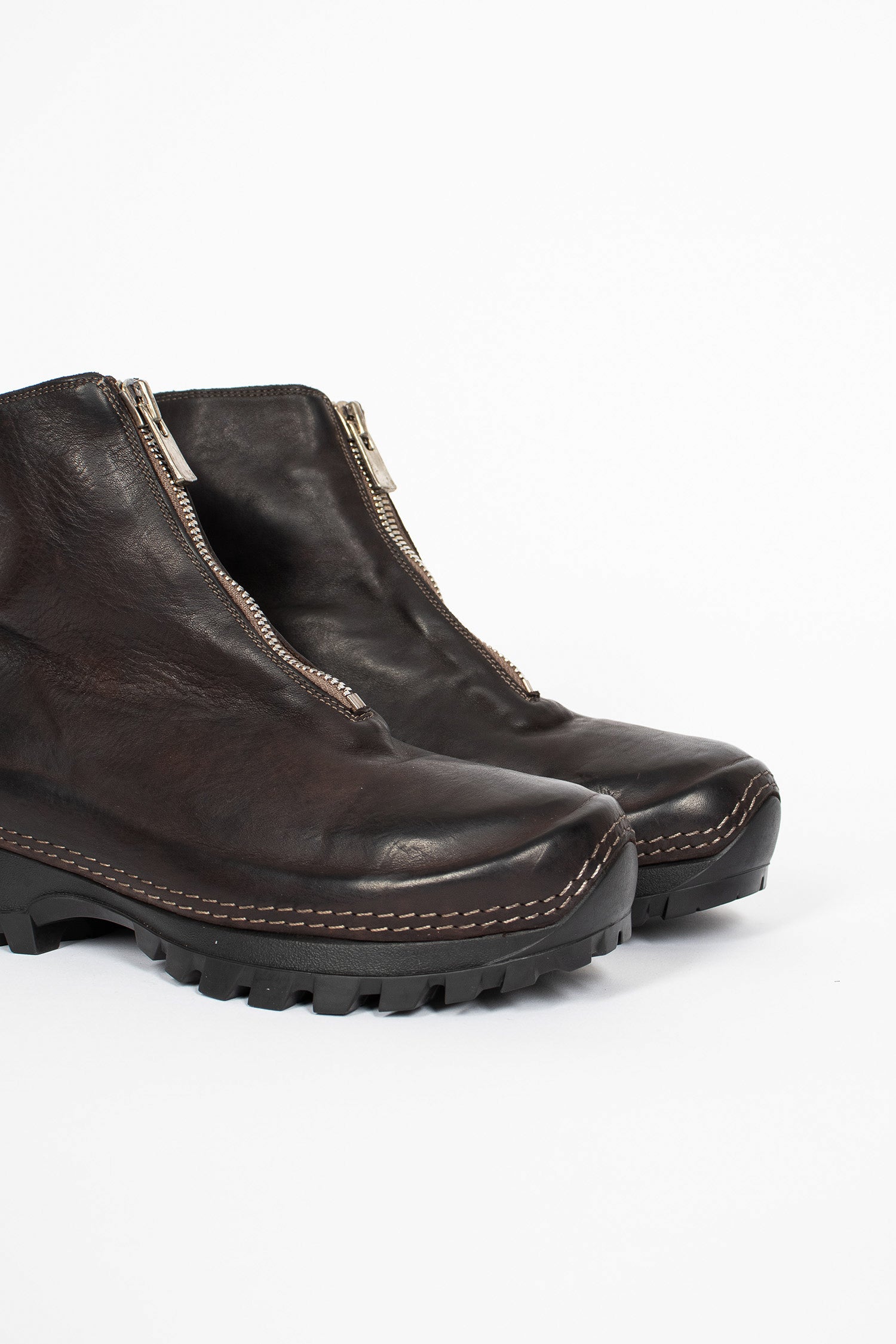 VS01 Zip Front Half Boot CV60T Dark Brown