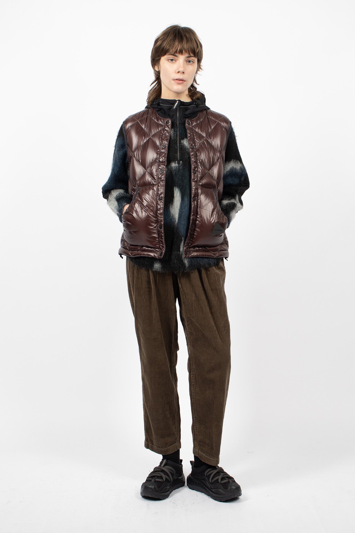 Diamond Stitch Down Vest Dark Brown