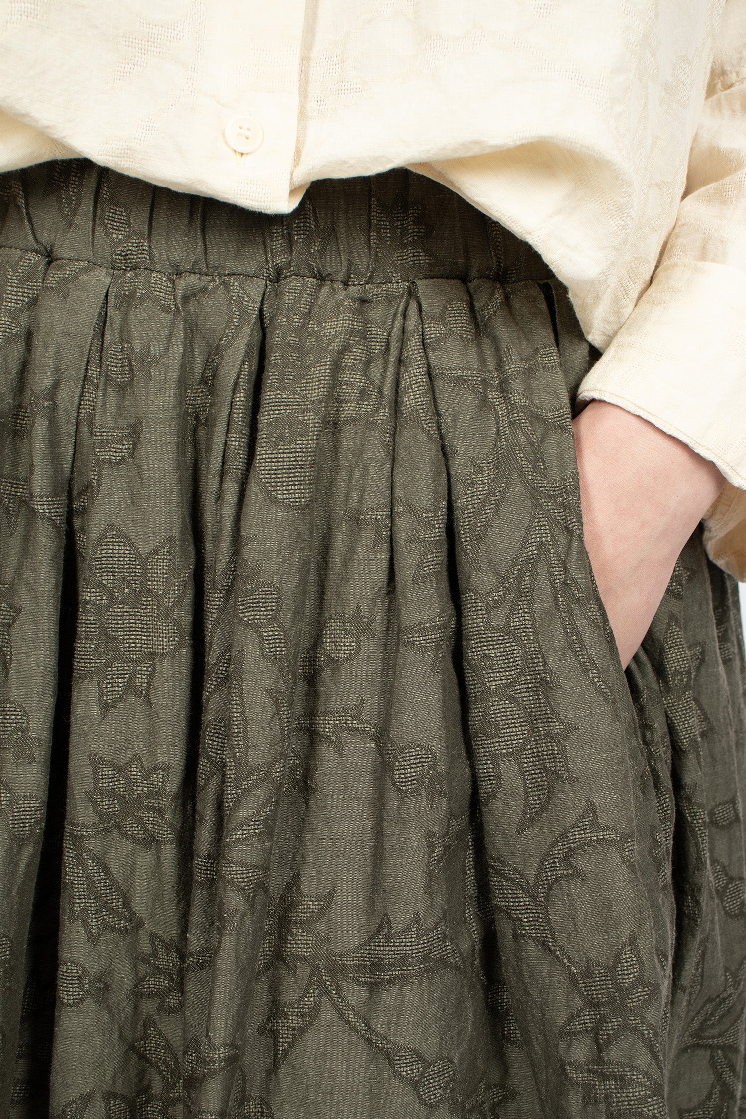 Orsan Simple Rideaux Skirt Khaki