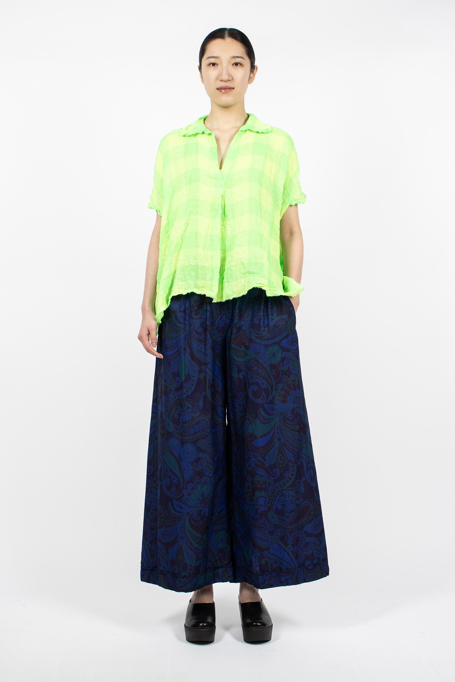 Wide Pyjama Trousers Dyed Royal Blue