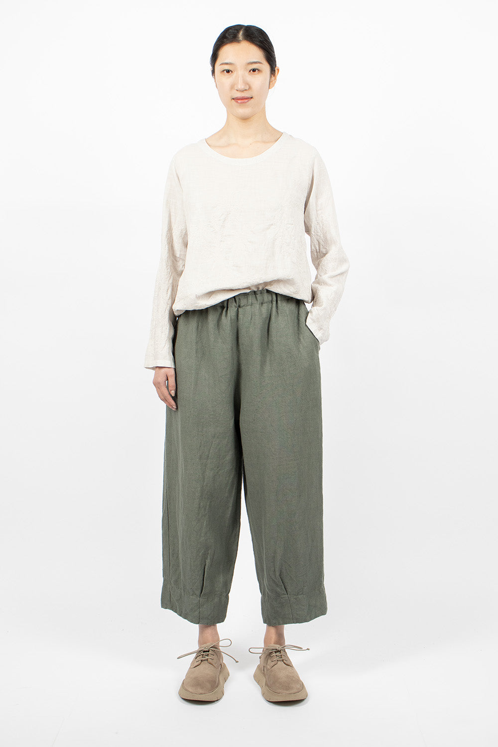 Cuff Pleated Pant Sage Green
