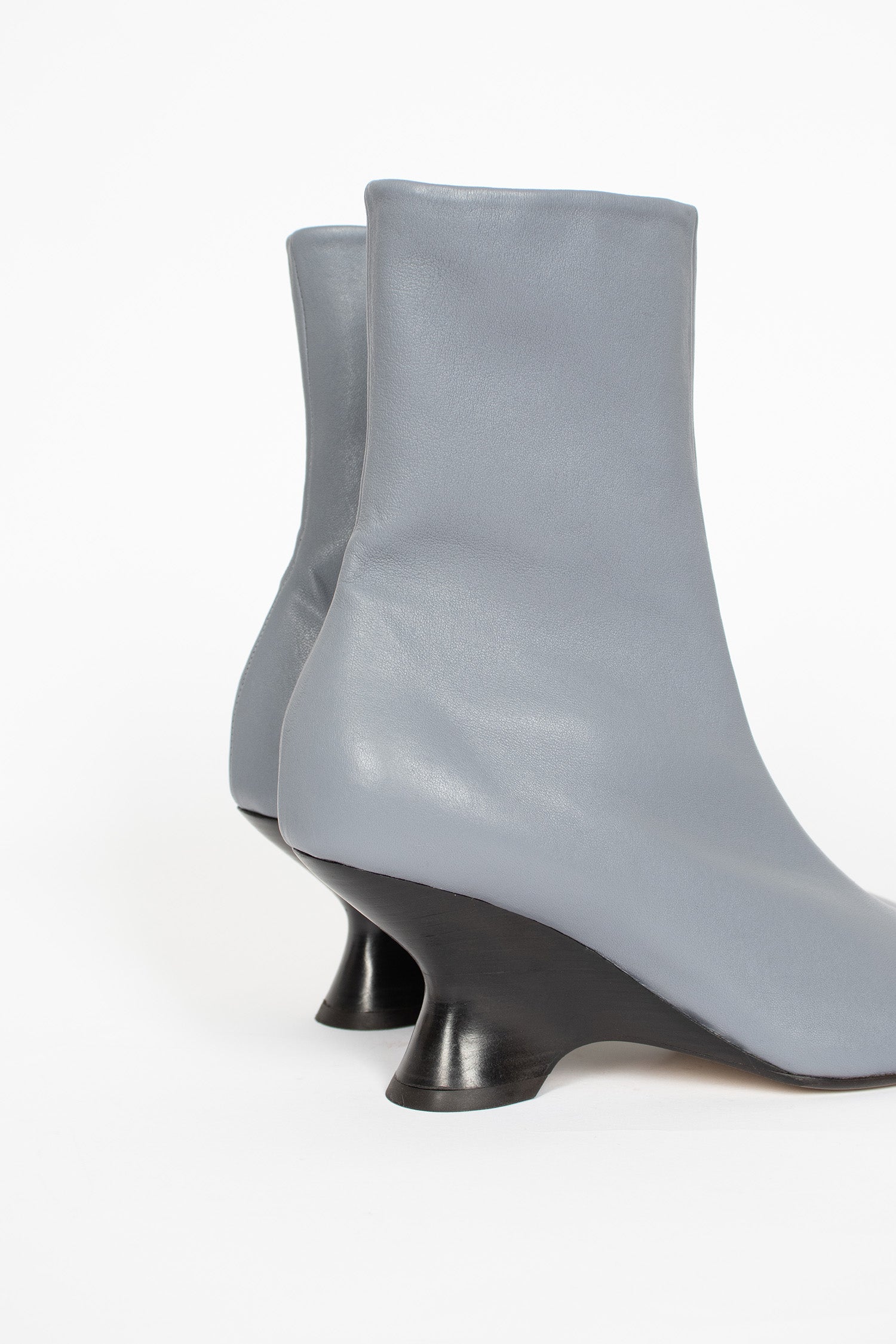 Heeled Leather Boots Grey