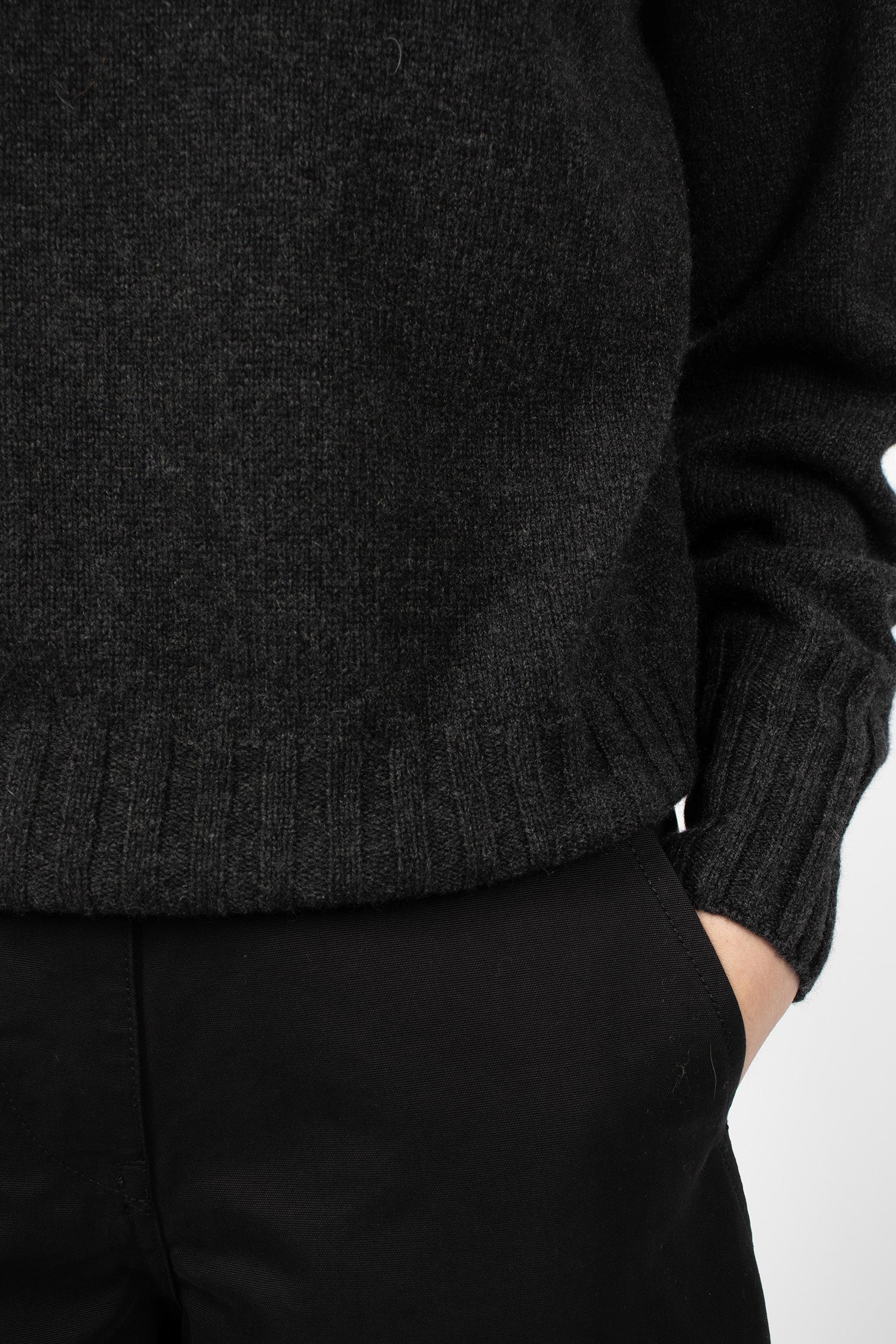 Wide Roll Neck Cashmere Jumper Charcoal