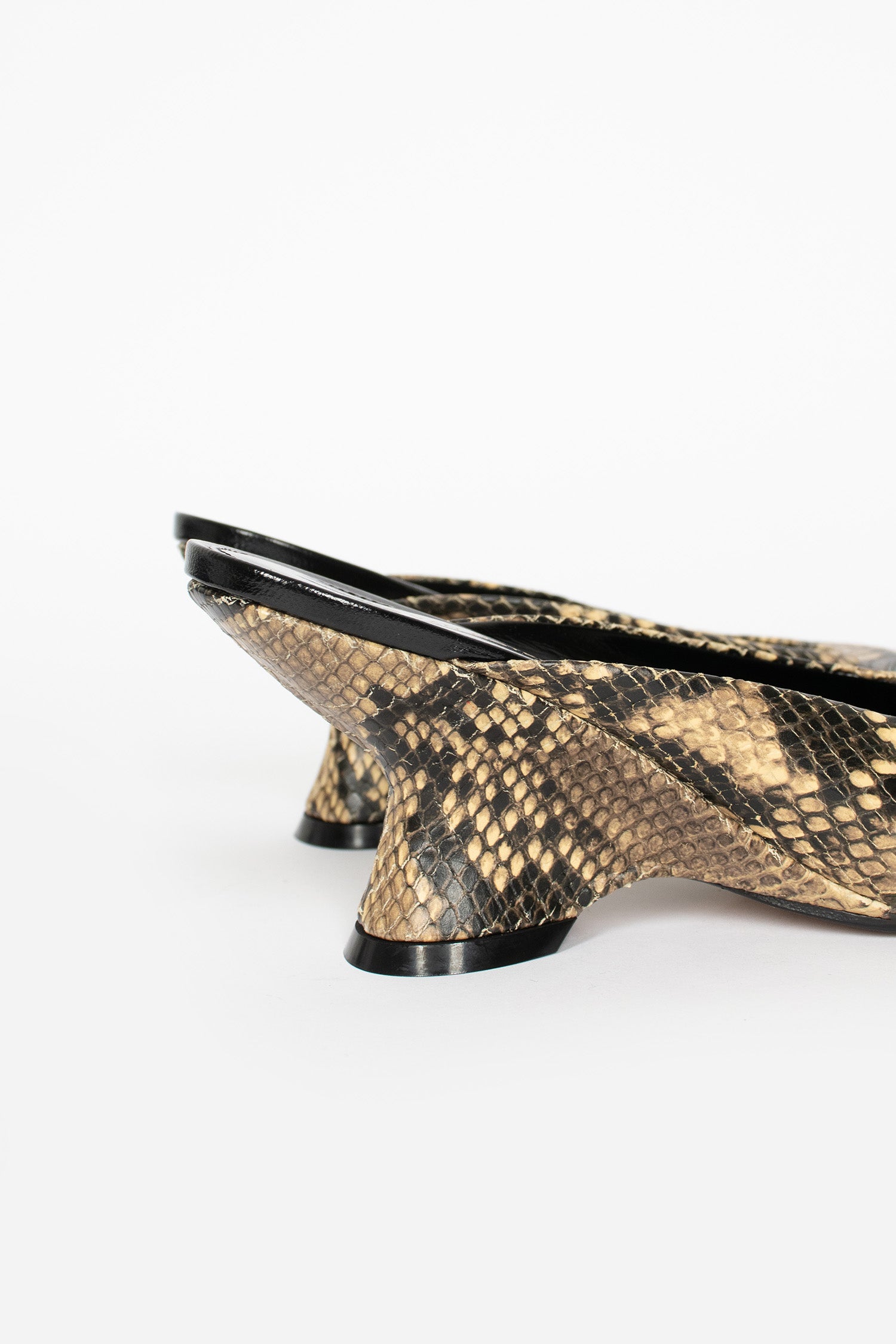 Open-Toe Leather Mules Beige