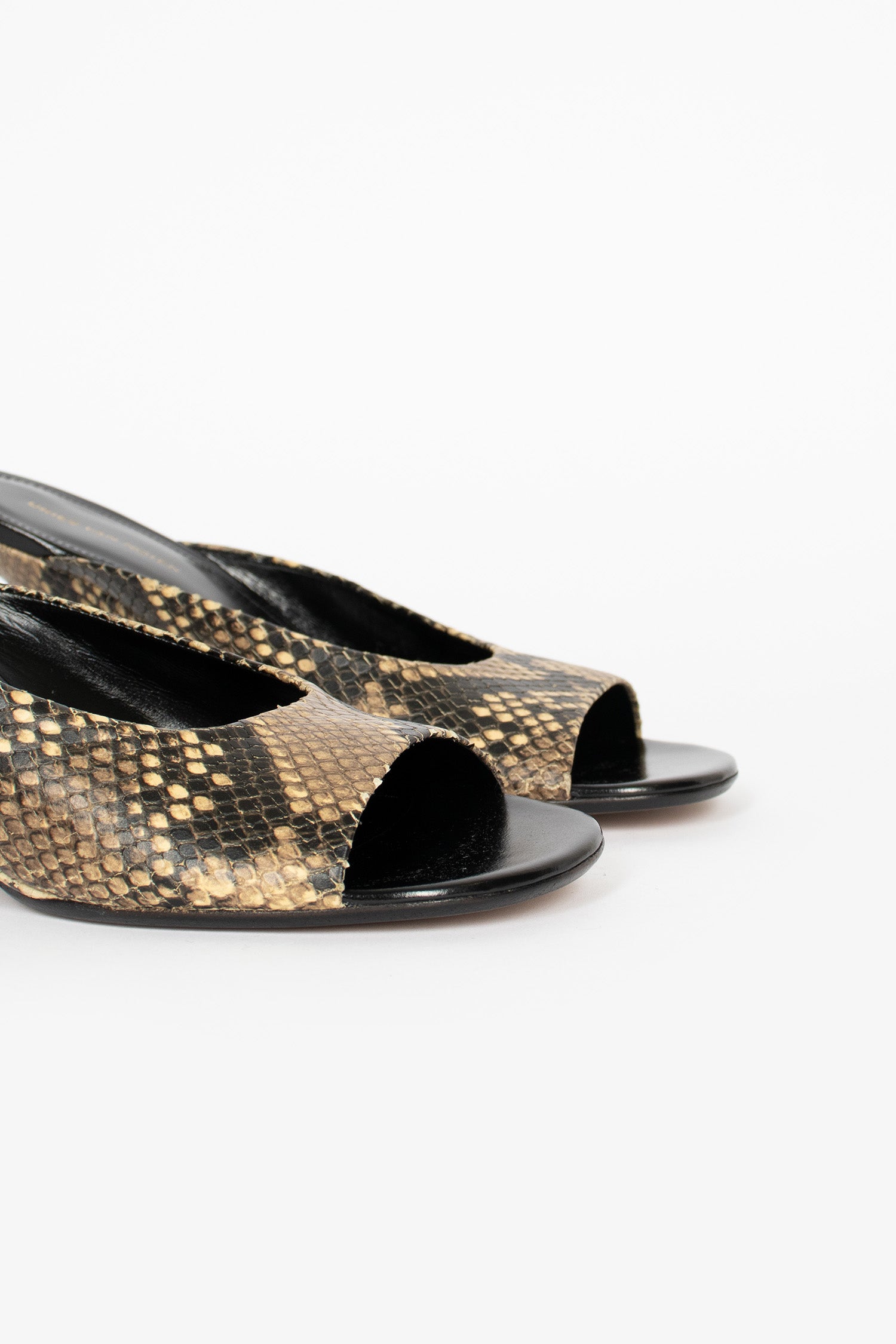 Open-Toe Leather Mules Beige