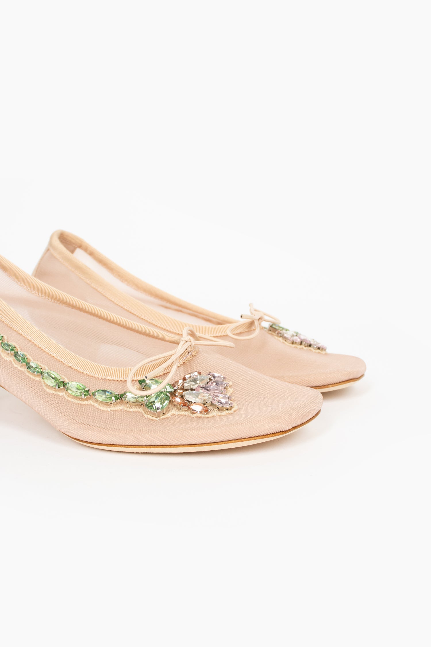 Mesh Embroidery Ballerina Heel Nude/Pink