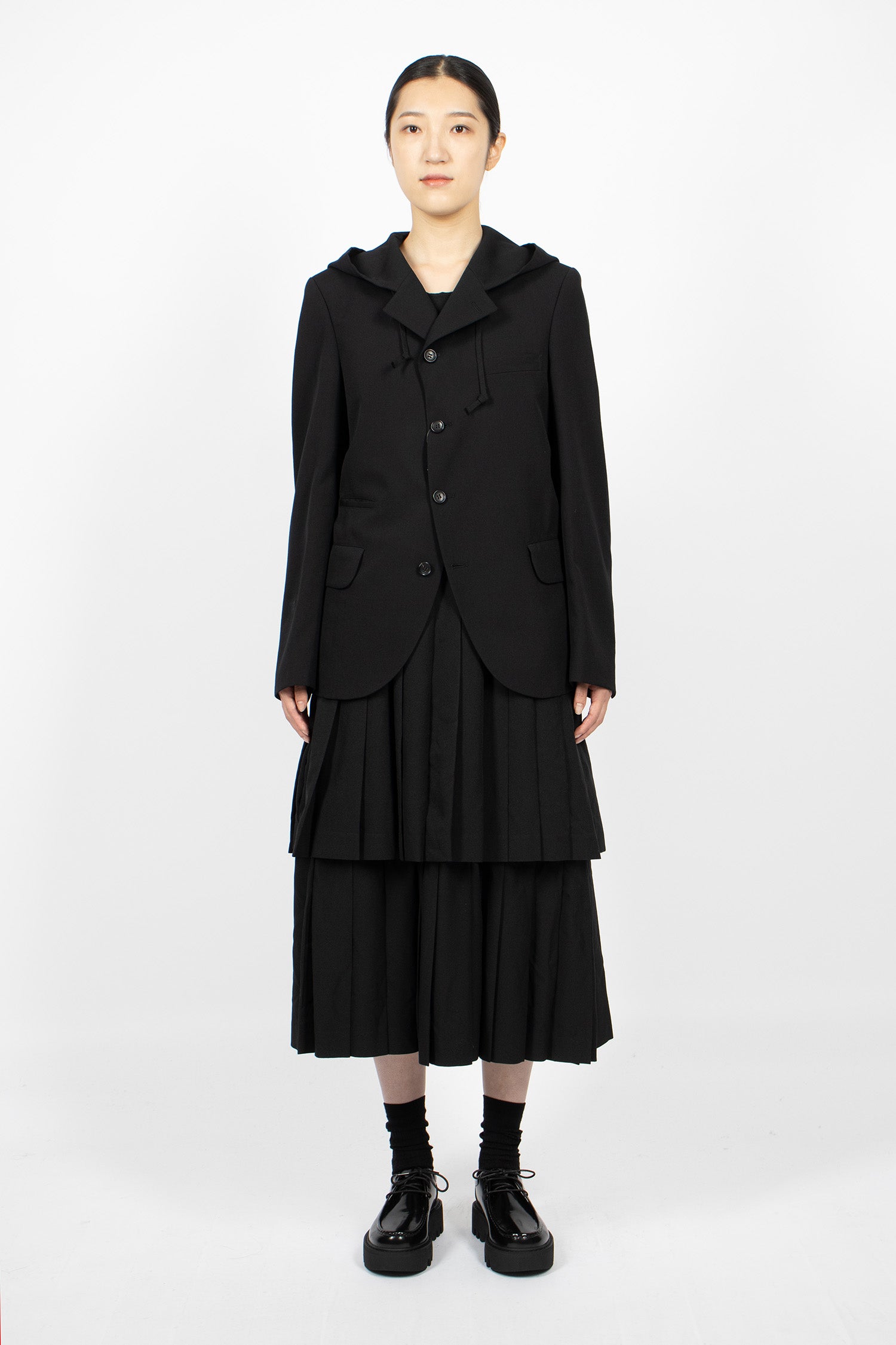 Hooded Twill Blazer Black