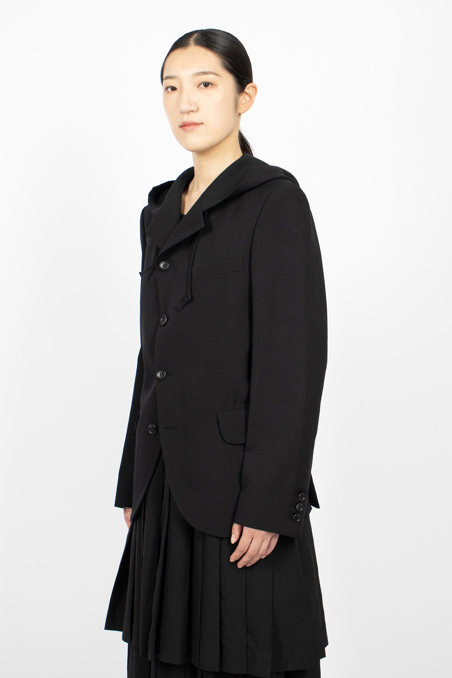 Hooded Twill Blazer Black