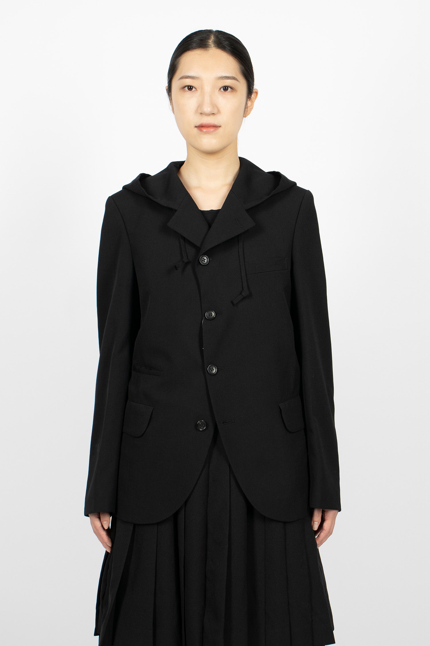 Hooded Twill Blazer Black