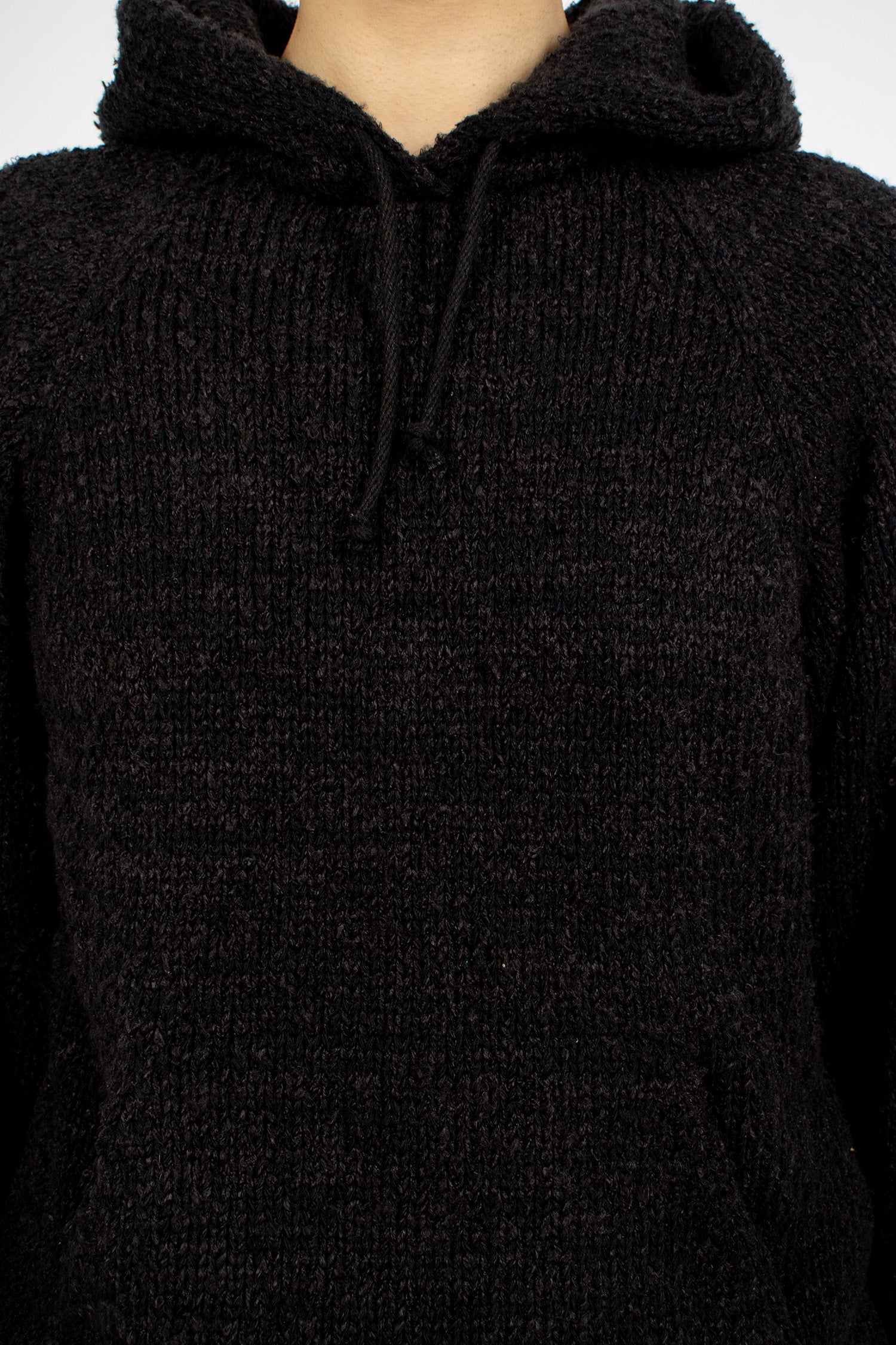 Raglan Knit Hoodie Black