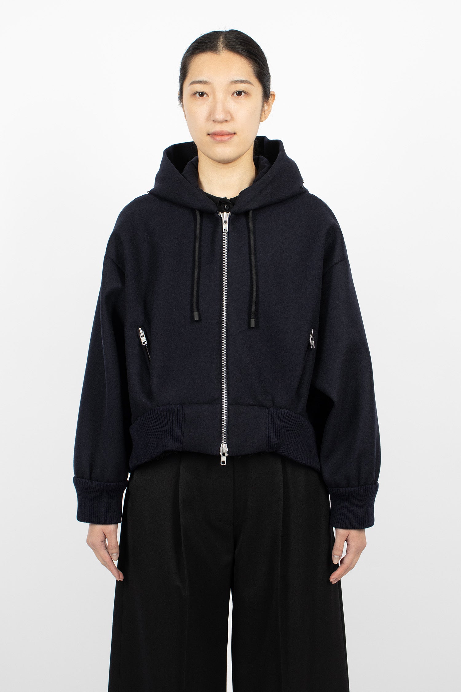 Hooded Zip-Up Bomber Navy/Jet