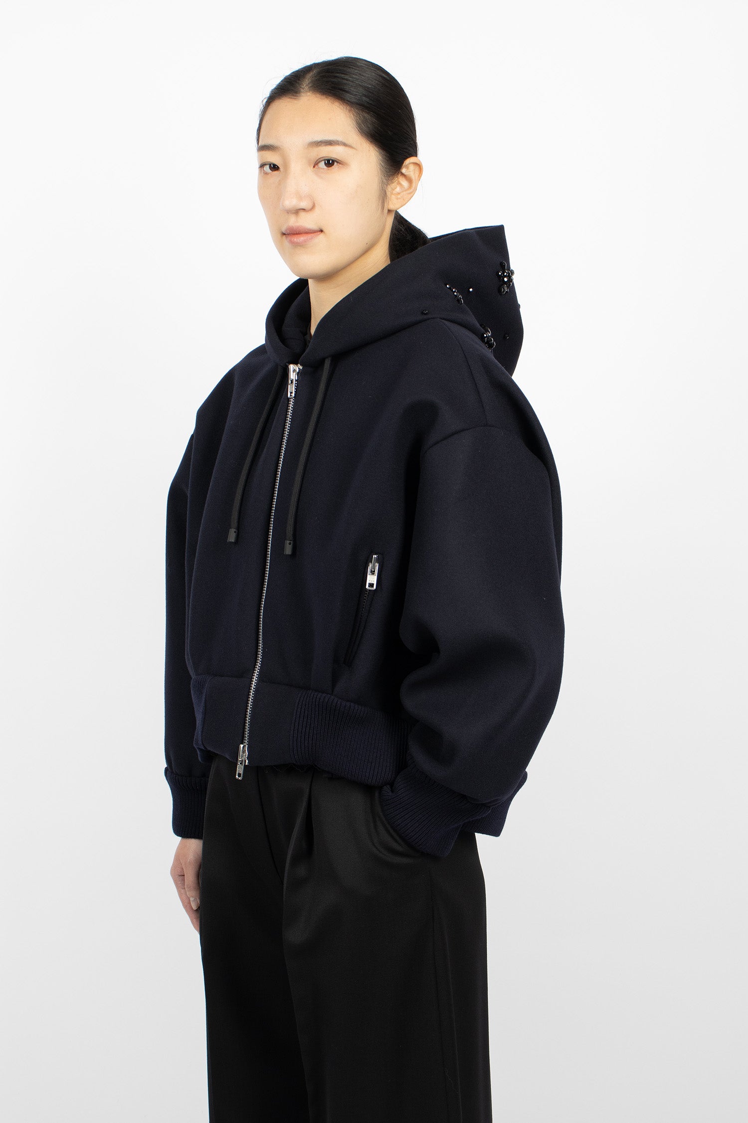Hooded Zip-Up Bomber Navy/Jet