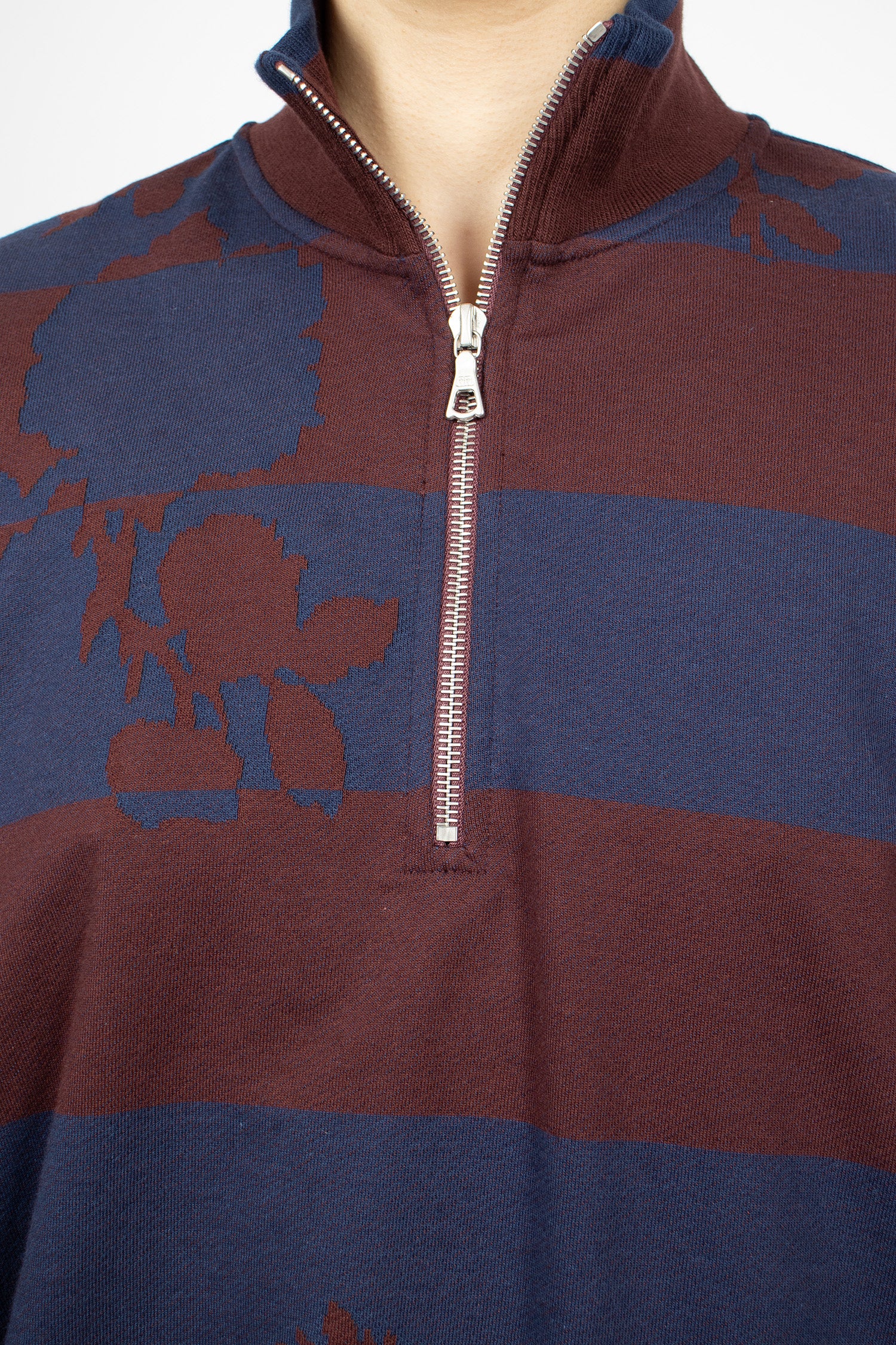 Printed Zip Sweatshirt Burgundy